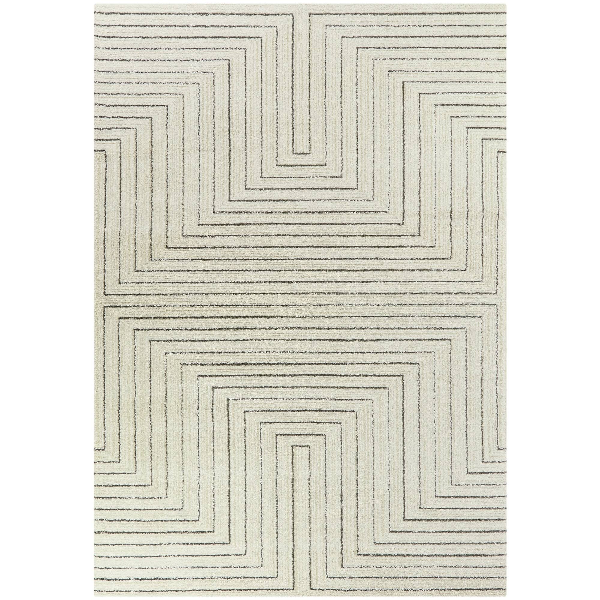 Carmody Modern Art Deco Stripe Area Rug - 2&7x22 x 7& Runner - Charcoal