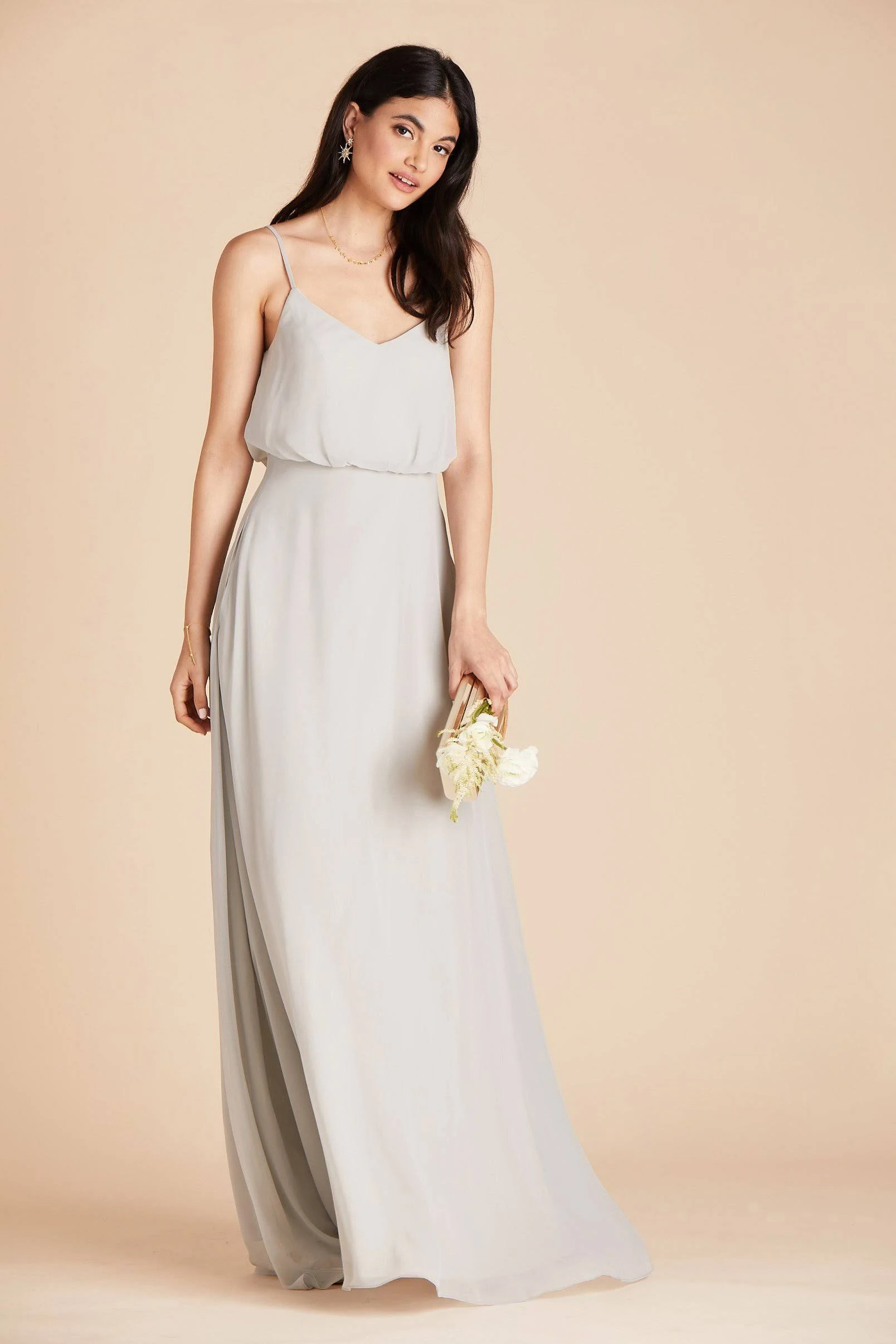 Gwennie Chiffon Bridesmaid Dress in Dove Gray XL / Dove Gray