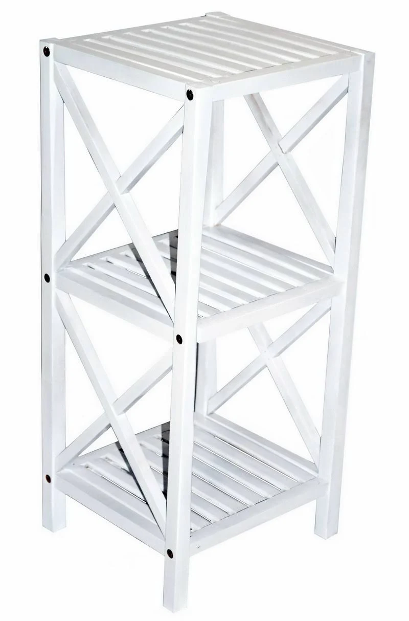 Bamboo54 5849white 3 Tier Bamboo Rack Square Bamboo White