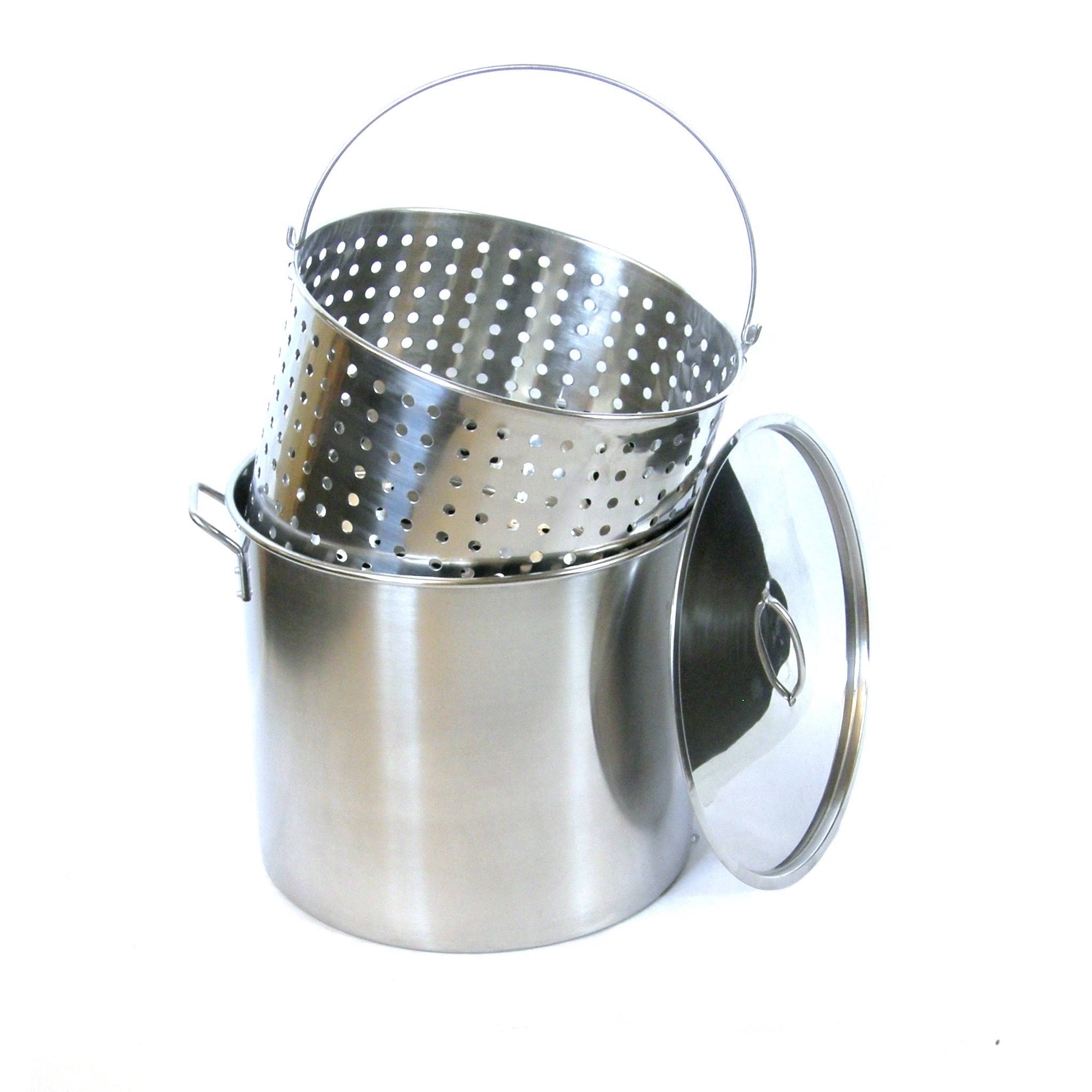 Ballington 80-Quart Stainless Steel Stock/ Brew Pot with Deep Steamer Basket and Lid BS80