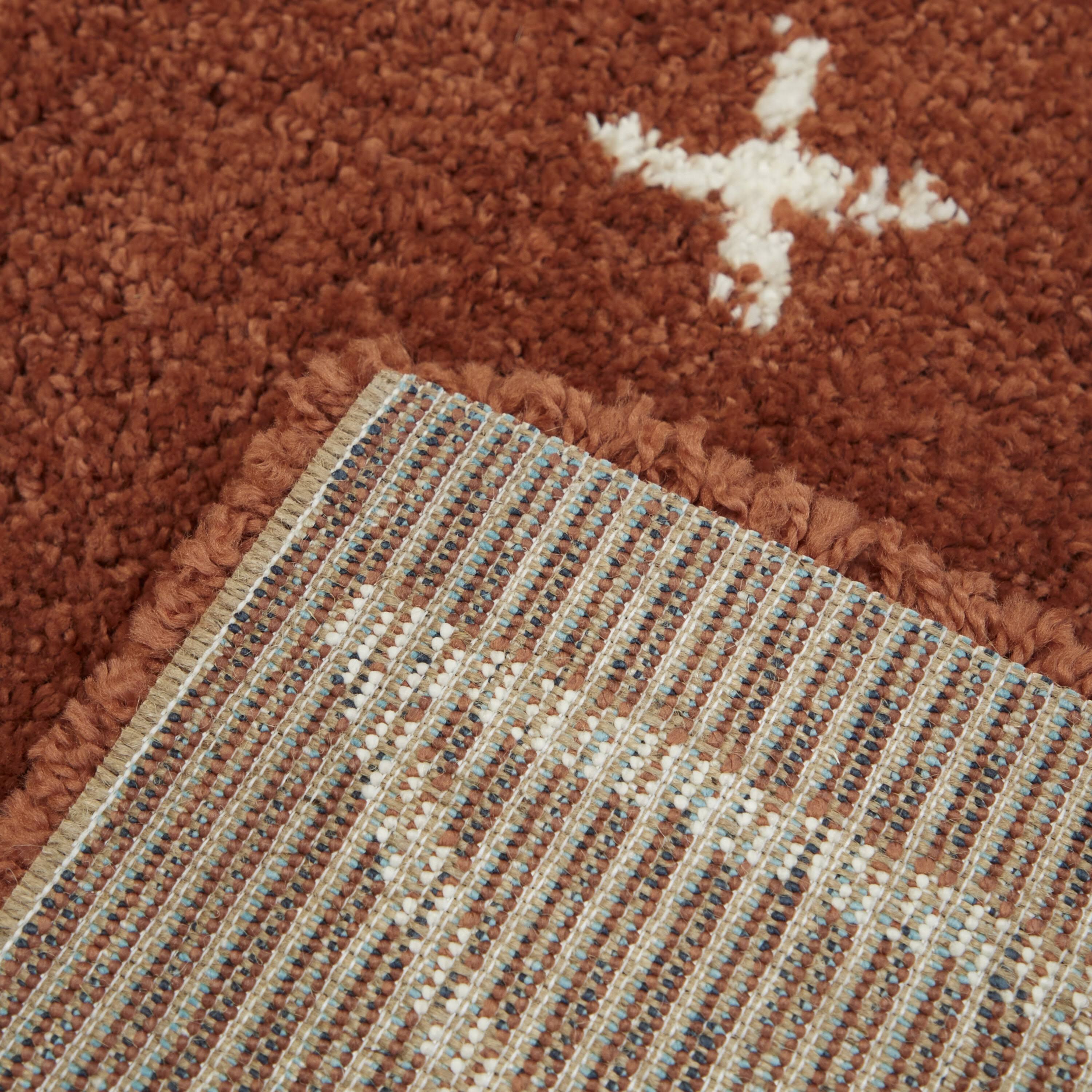 Eila Tribal Shag Area Rug - 5&3x22 x 7& - Cream/Rust