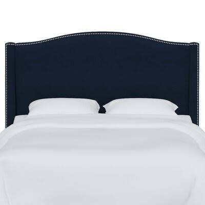 Orta Contemporary Upholstered Wingback Headboard Size: Full, Upholstery: Navy