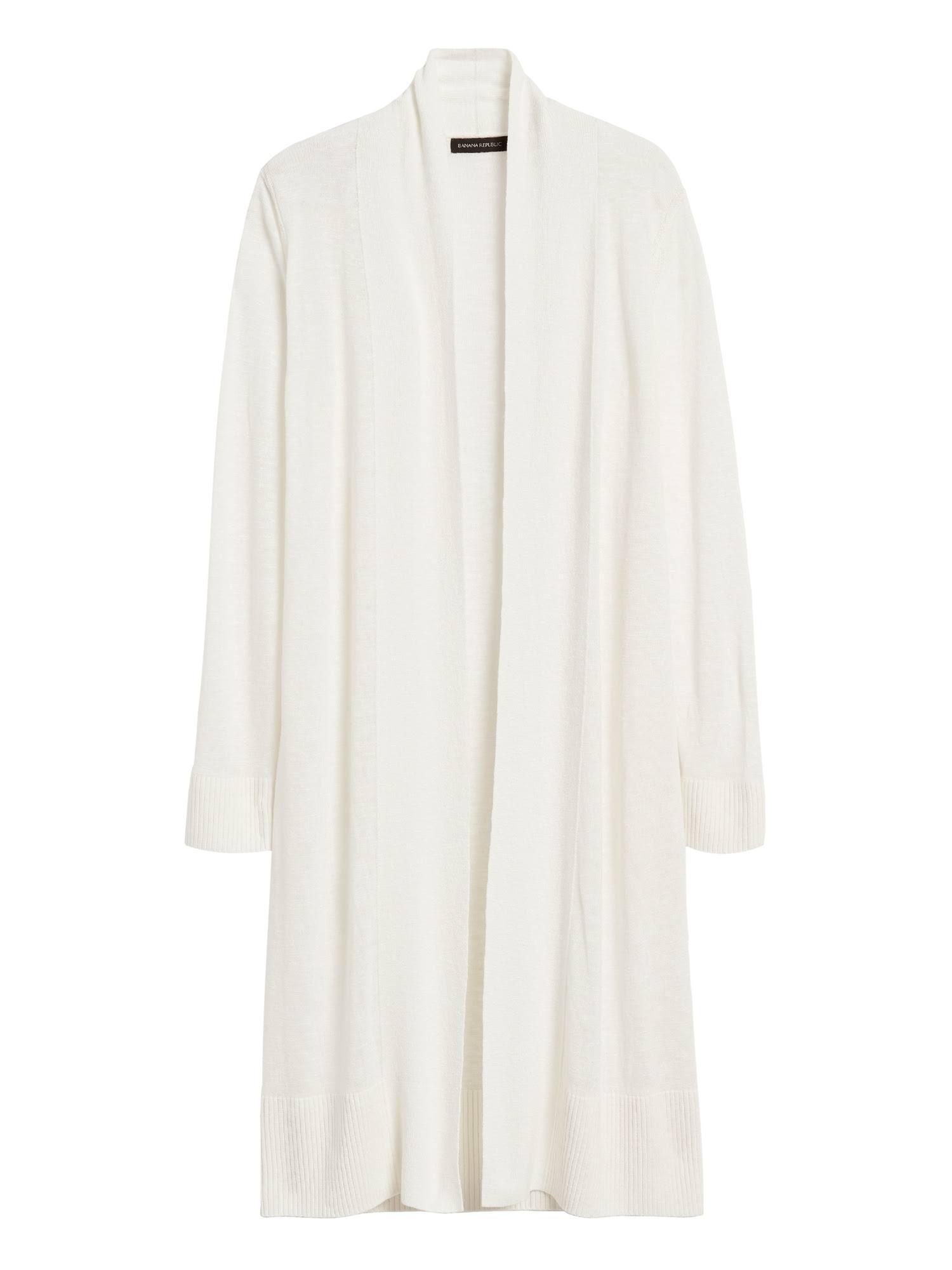 Banana Republic Women's Linen-Blend Duster Cardigan Sweater White Size M