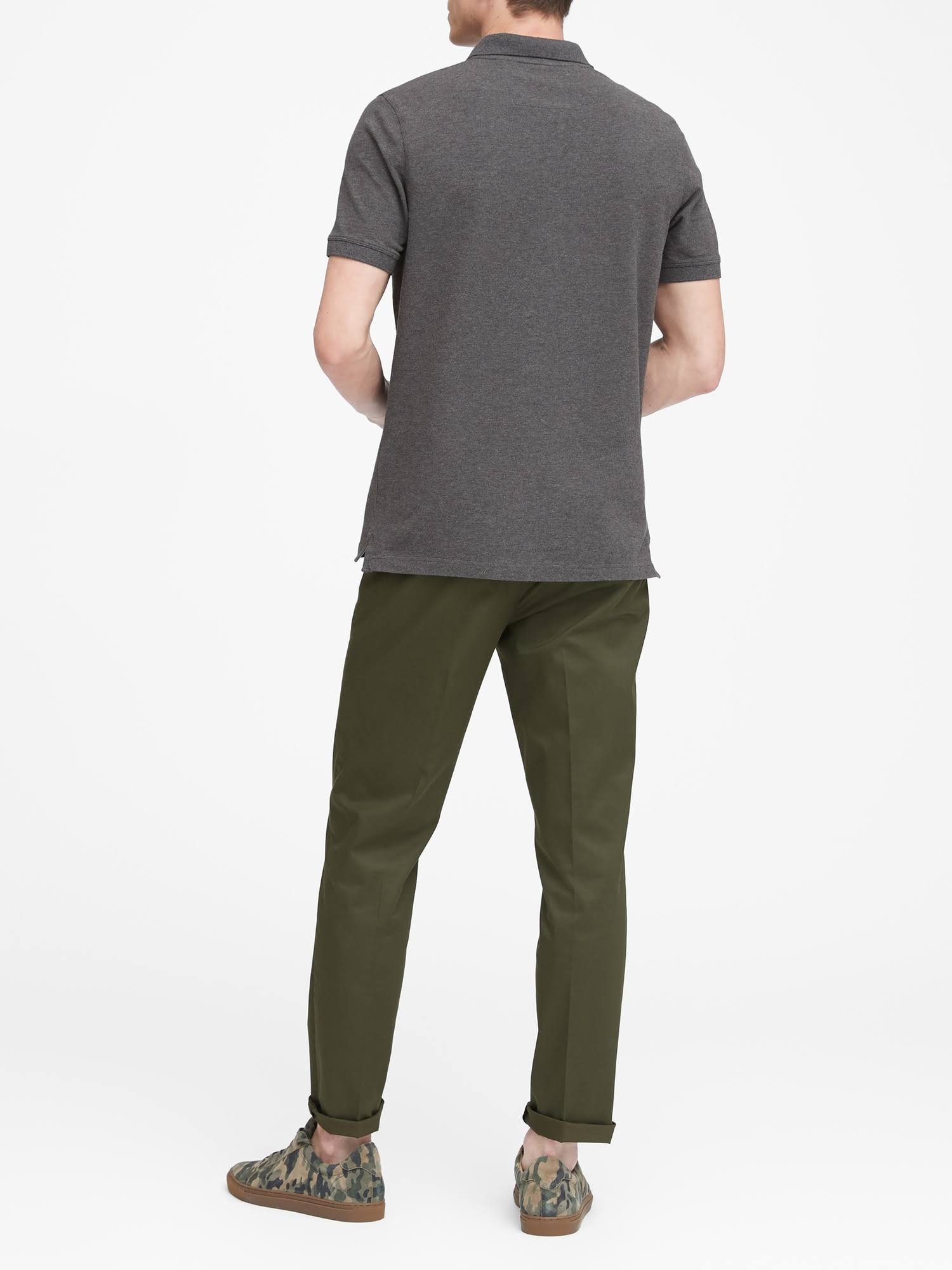 Banana Republic Men's Signature Pique Polo Shirt Dark Charcoal Heather Size Xs