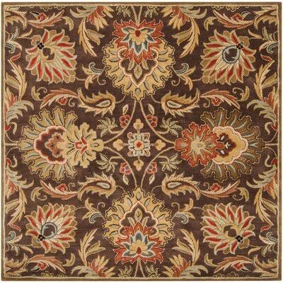 Arden Oriental Handmade Tufted Wool Dark Brown/Garnet Area Rug Birch Lane Rug Size: Square 6&
