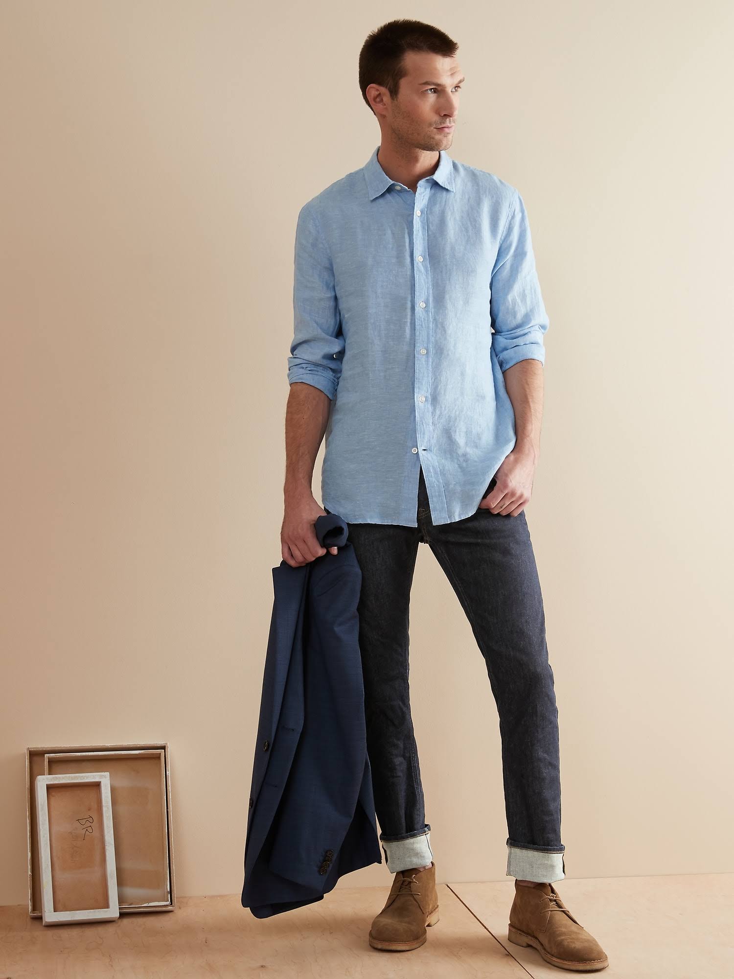 Banana Republic Men's Slim Dry Indigo Traveler Jean Rinse Dark Wash Size 30W 30L