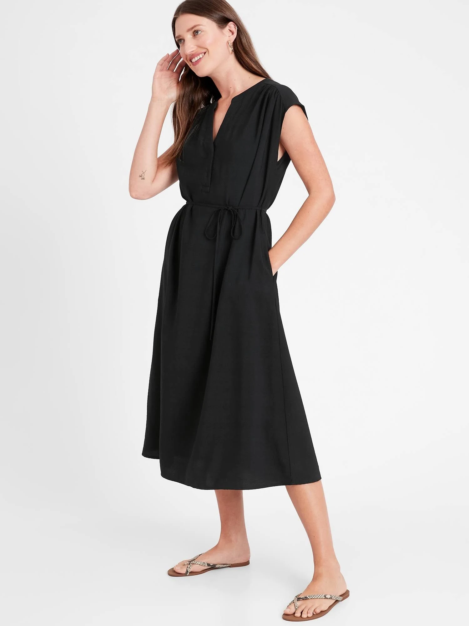 Banana Republic Women's Crepe Midi Dress Black Size S