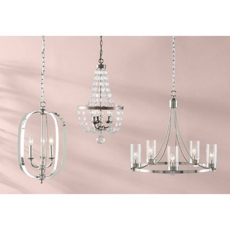 Laurel Foundry Modern Farmhouse Agave 5-Light Wagon Wheel Chandelier, Brushed Nickel