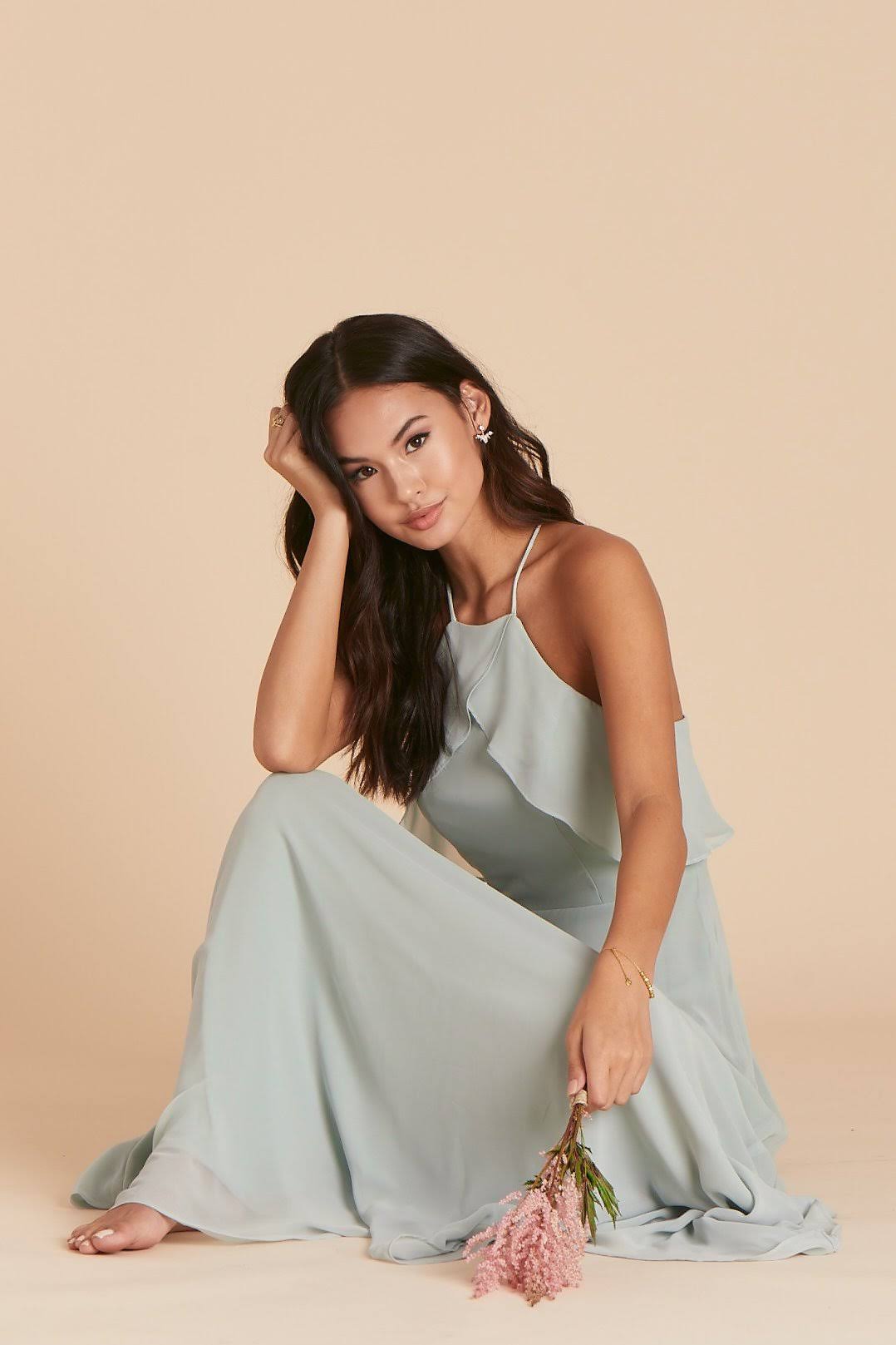 Birdy Grey Jules Chiffon Bridesmaid Dress in Sage M / Sage