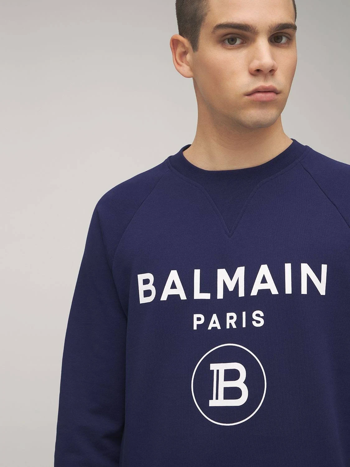 Balmain Men's Logo-Print Sweatshirt, Blue, Men's, XL