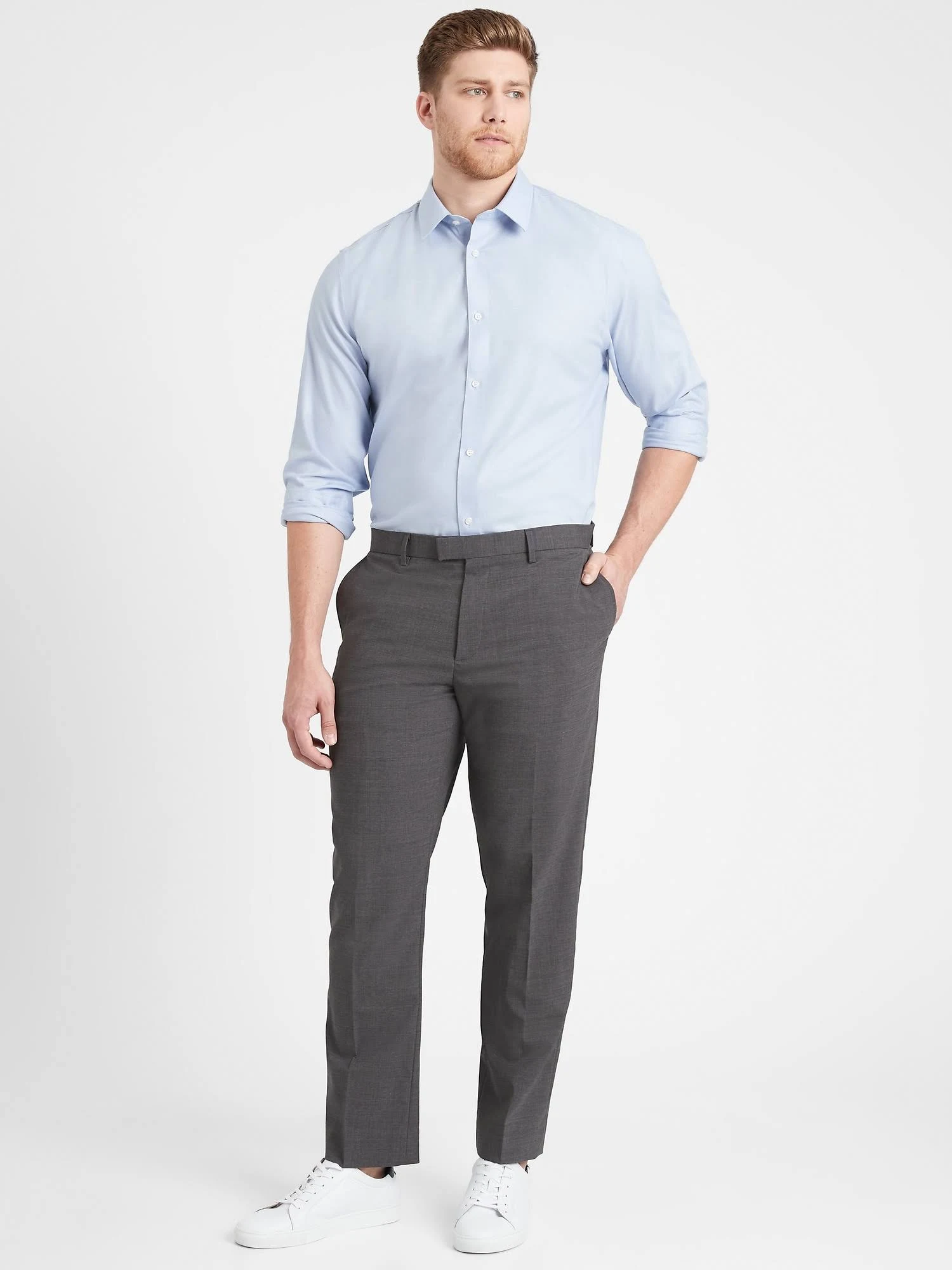 Banana Republic Men's Slim Performance Stretch Wool Dress Pant Charcoal Size 35W 32L
