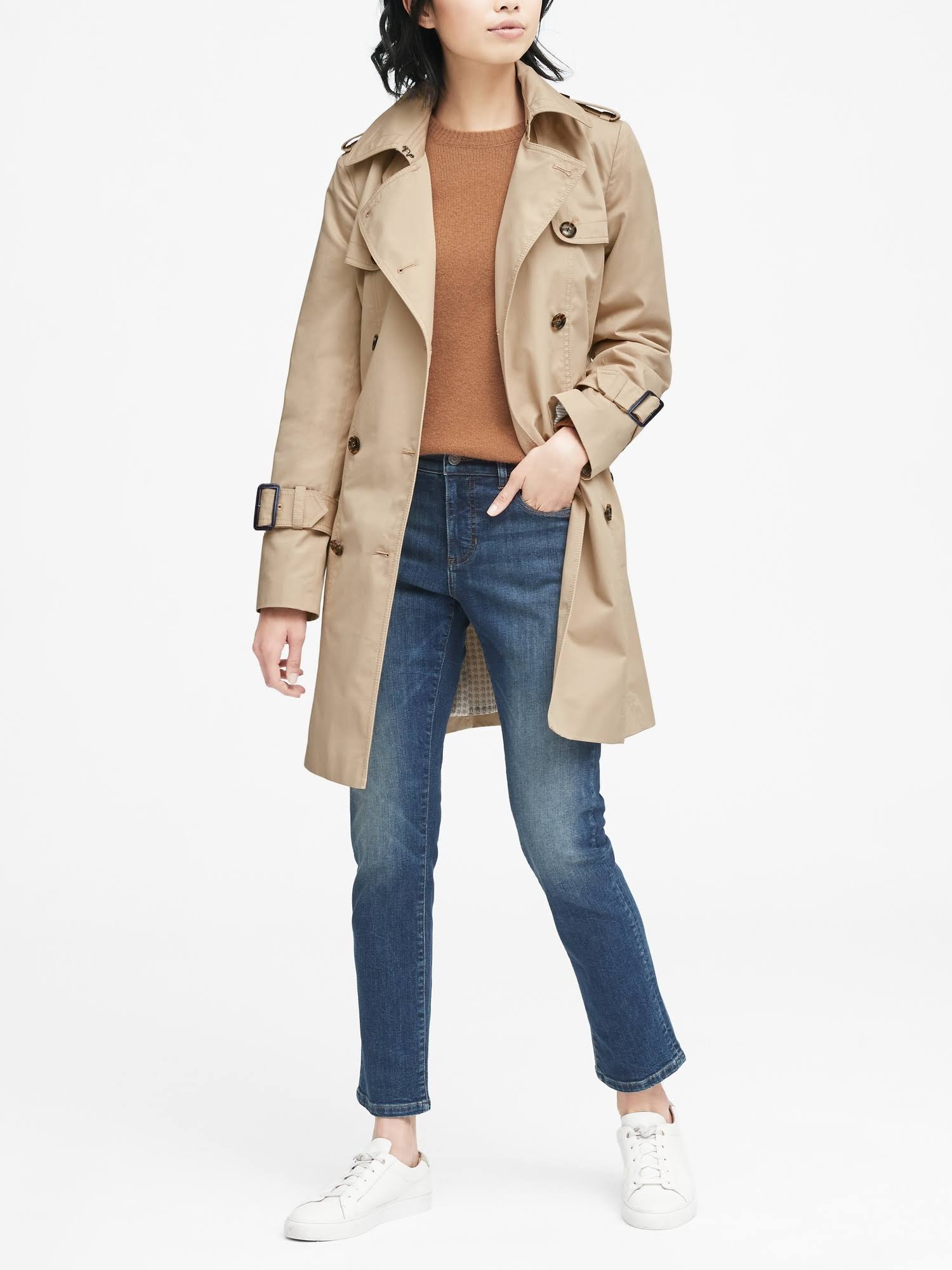 Banana Republic Women's Petite Water-Resistant Classic Trench Coat Golden Beige Petite Size XS