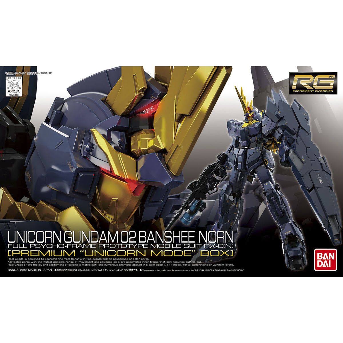 Bandai - RG 1/144 Unicorn Gundam 02 Banshee Norn Premium Unicorn Mode