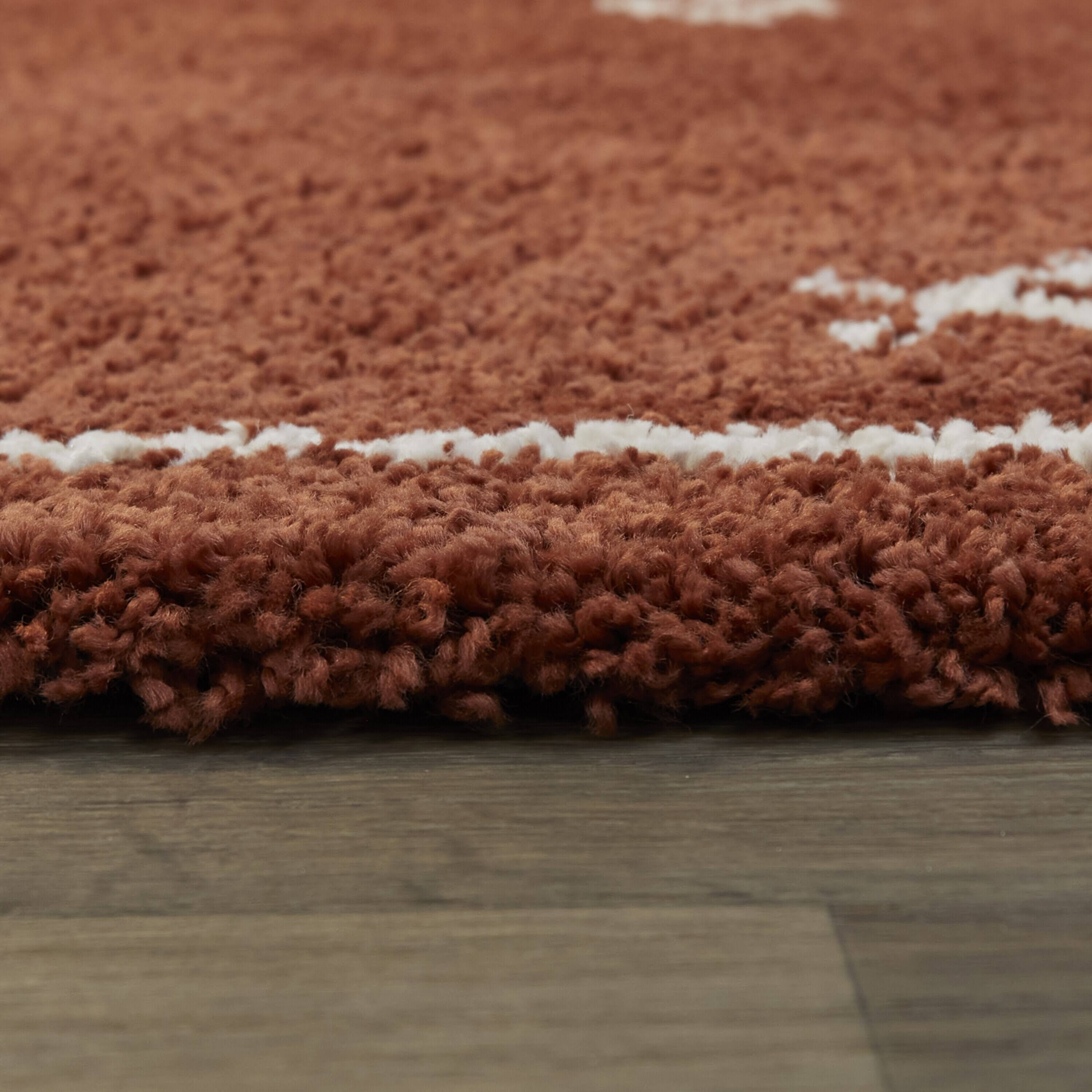 Eila Tribal Shag Area Rug - 5&3x22 x 7& - Cream/Rust