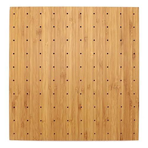 BambooMN 12 inchx11.8 inch Bamboo Skewer Holder Food Display Stand w/ 100 Holes, Perfect for Catered Events, Restaurants, Cockta
