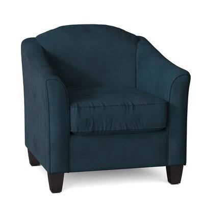 Birkett Armchair Body Fabric: Tina Gulfstream, Leg Color: Black Walnut