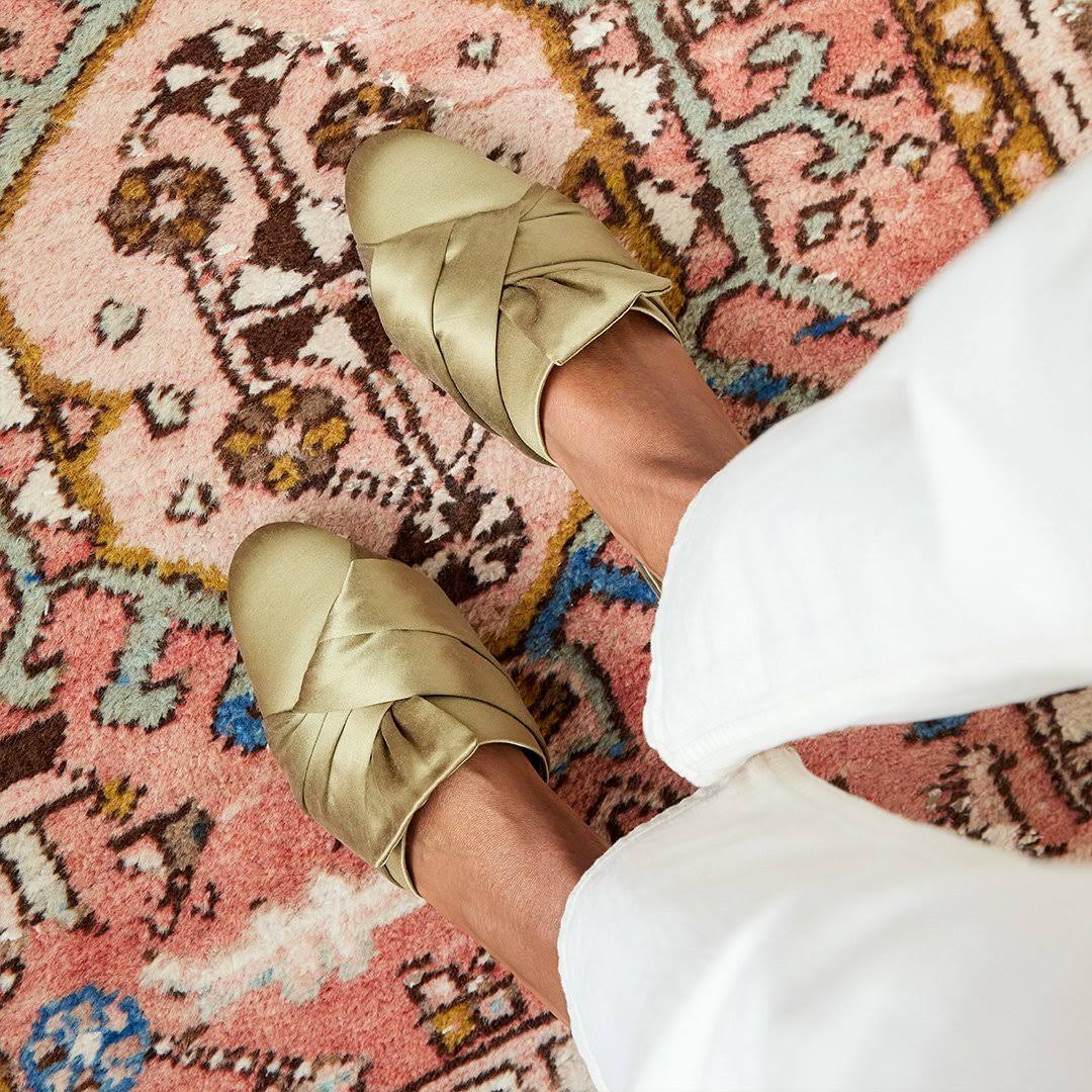 Birdies Songbird Mule, Size 6.5 in Khaki Green Satin at Nordstrom