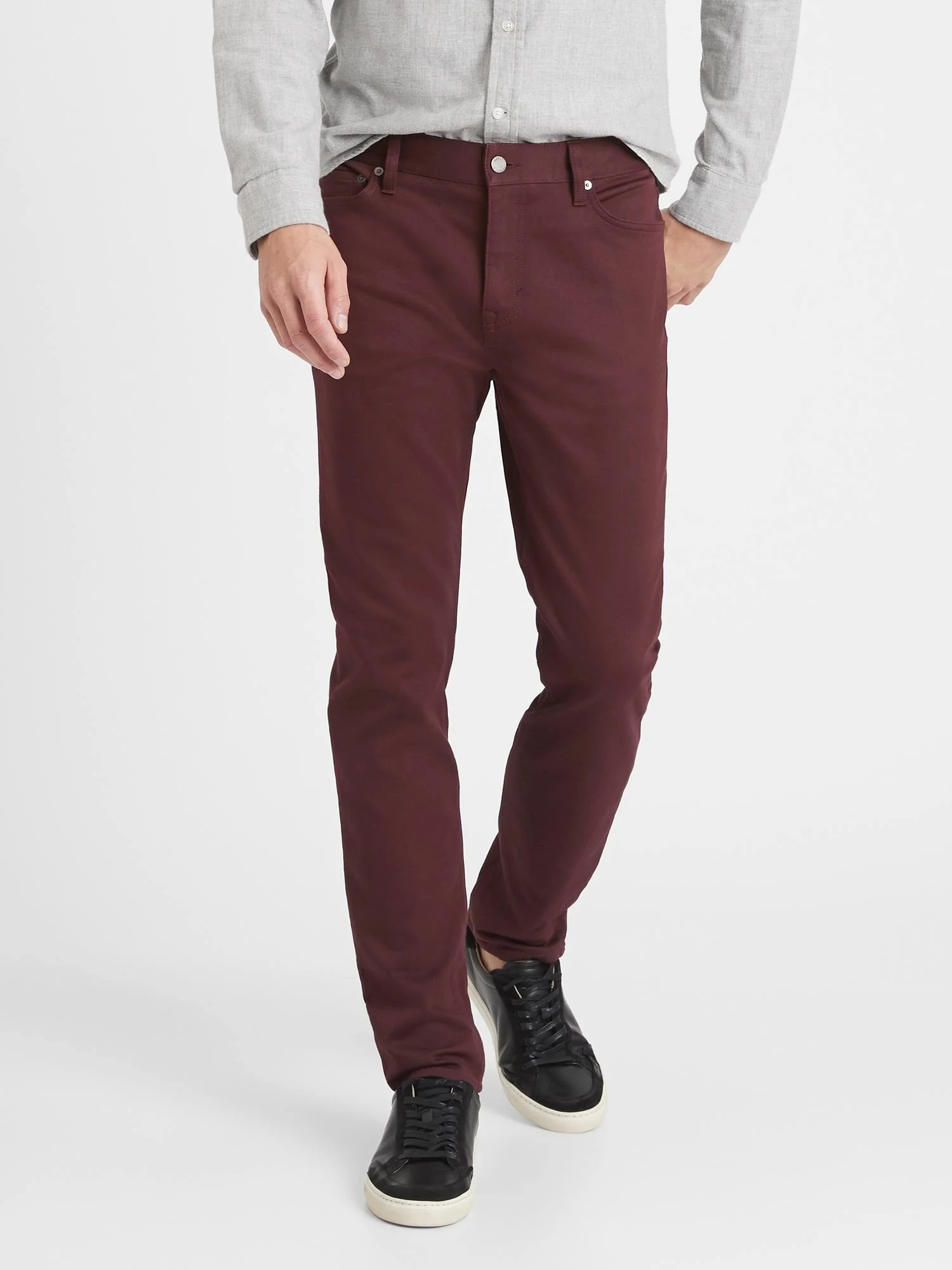 Banana Republic Men's Slim Traveler Pant Burgundy Red Size 34W 32L