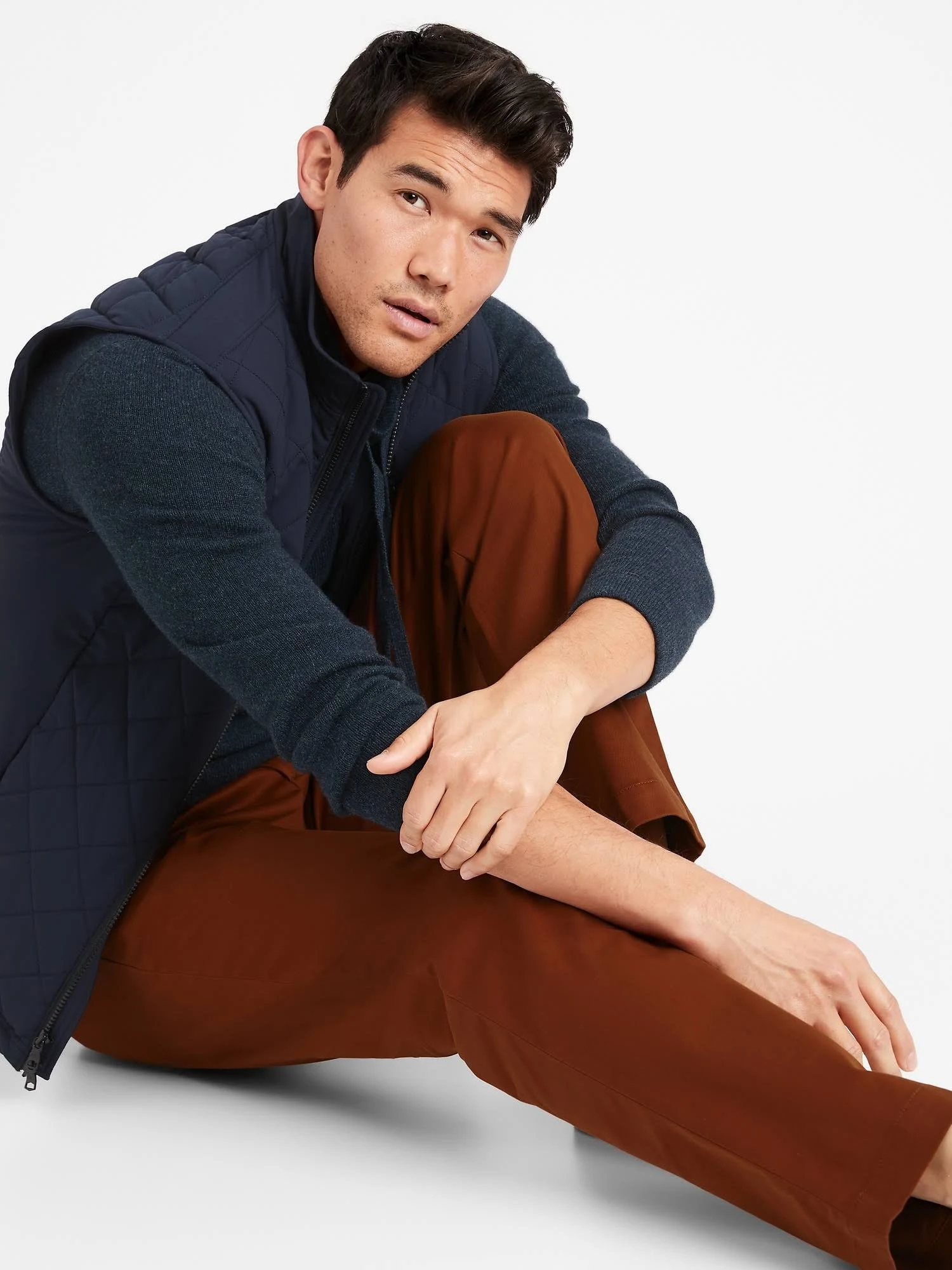 Banana Republic Men's Emerson Straight Rapid Movement Chino Pant Rust Brown Tall Size 35W 36L