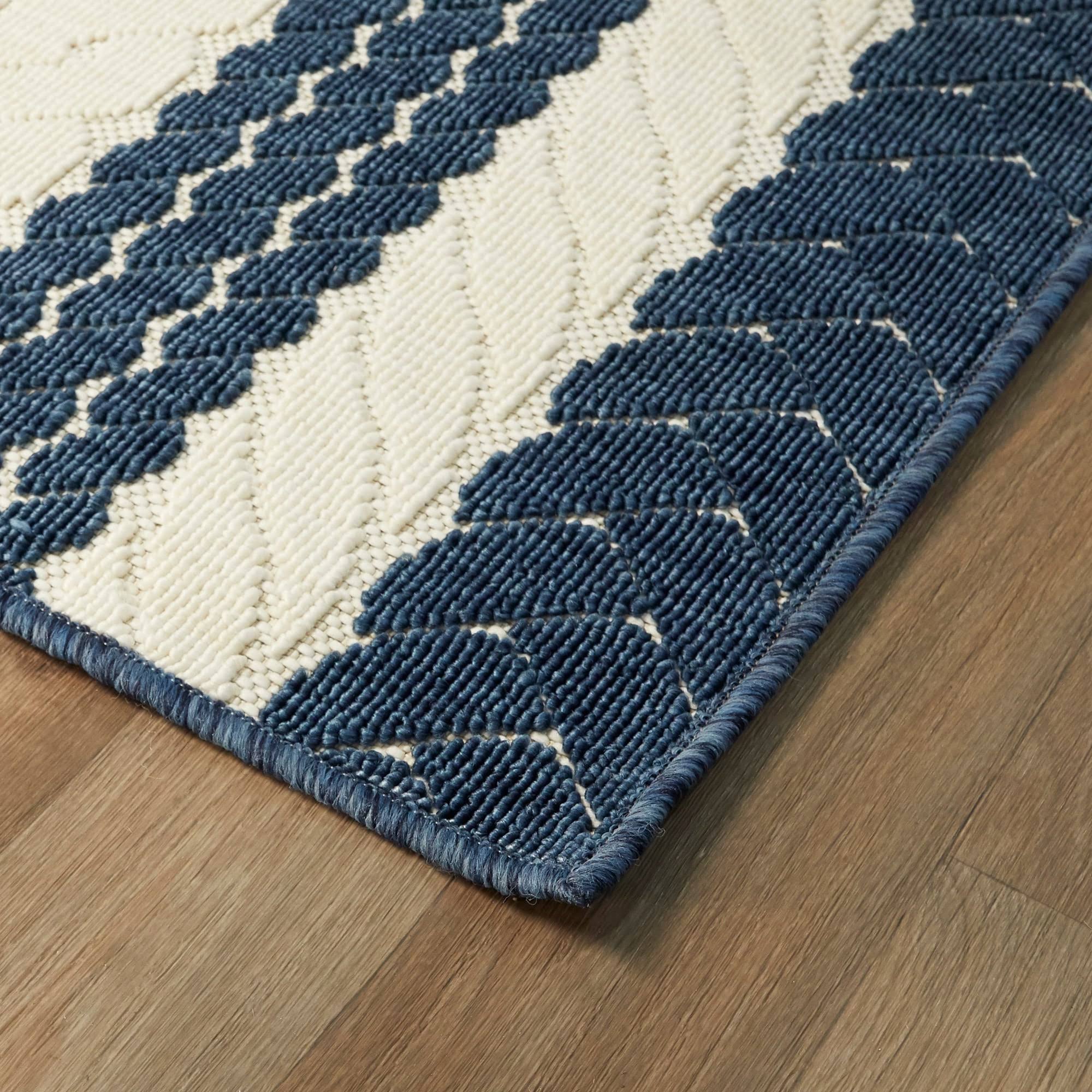 BALTA Caldwell Navy 8 ft. x 10 ft. Nautical Stripe Indoor/Outdoor Area Rug, Blue