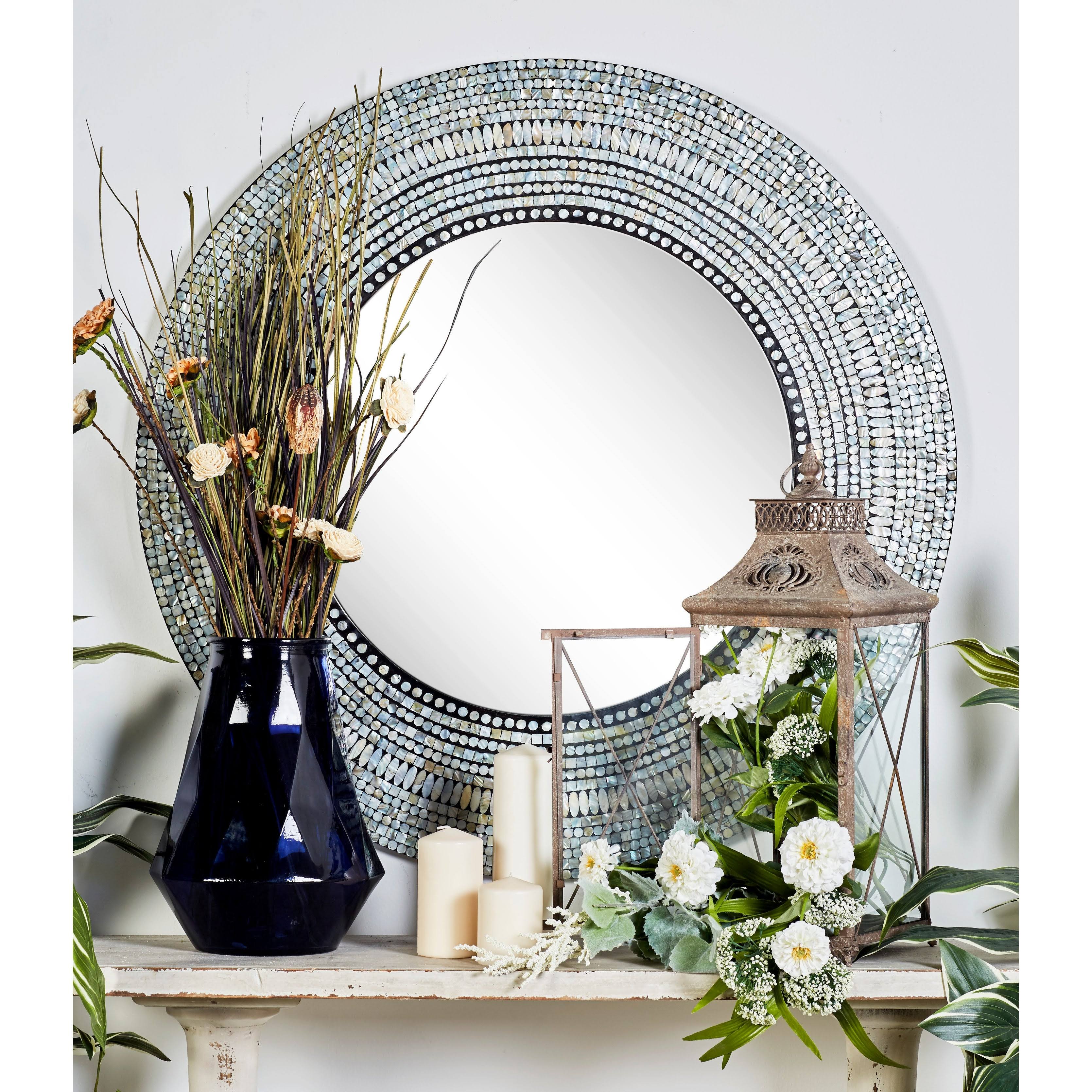 Decmode Wood Shell Wall Mirror
