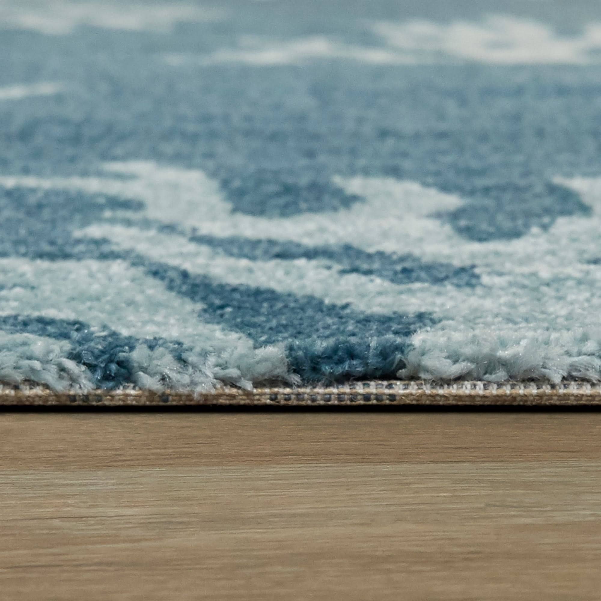 Caistor Coastal Coral Print Area Rug - 7&10x22 x 10& - Light Blue