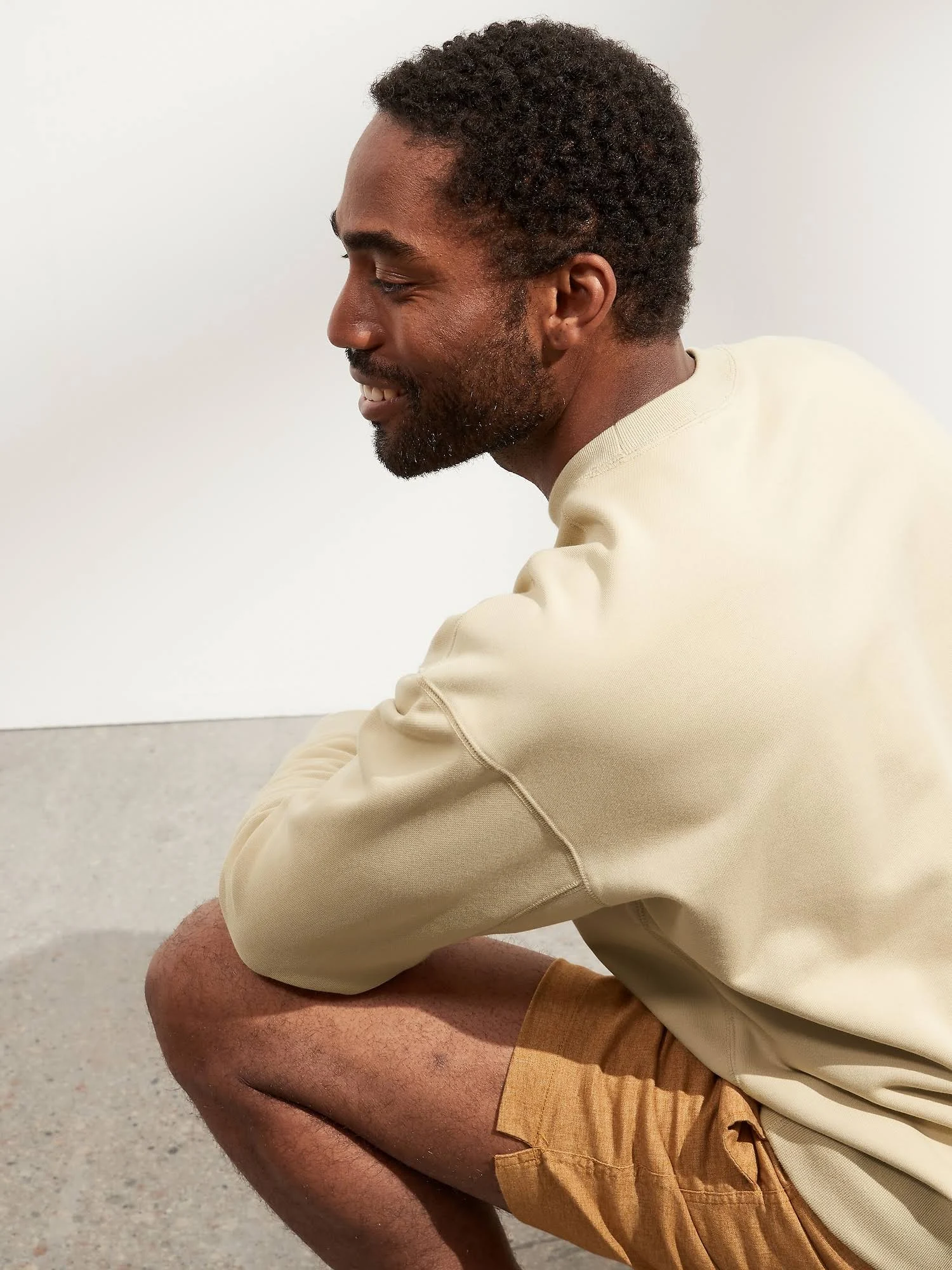 Banana Republic Men's French Terry Crew-Neck Sweatshirt Beige Baja Sand Tall Size XL