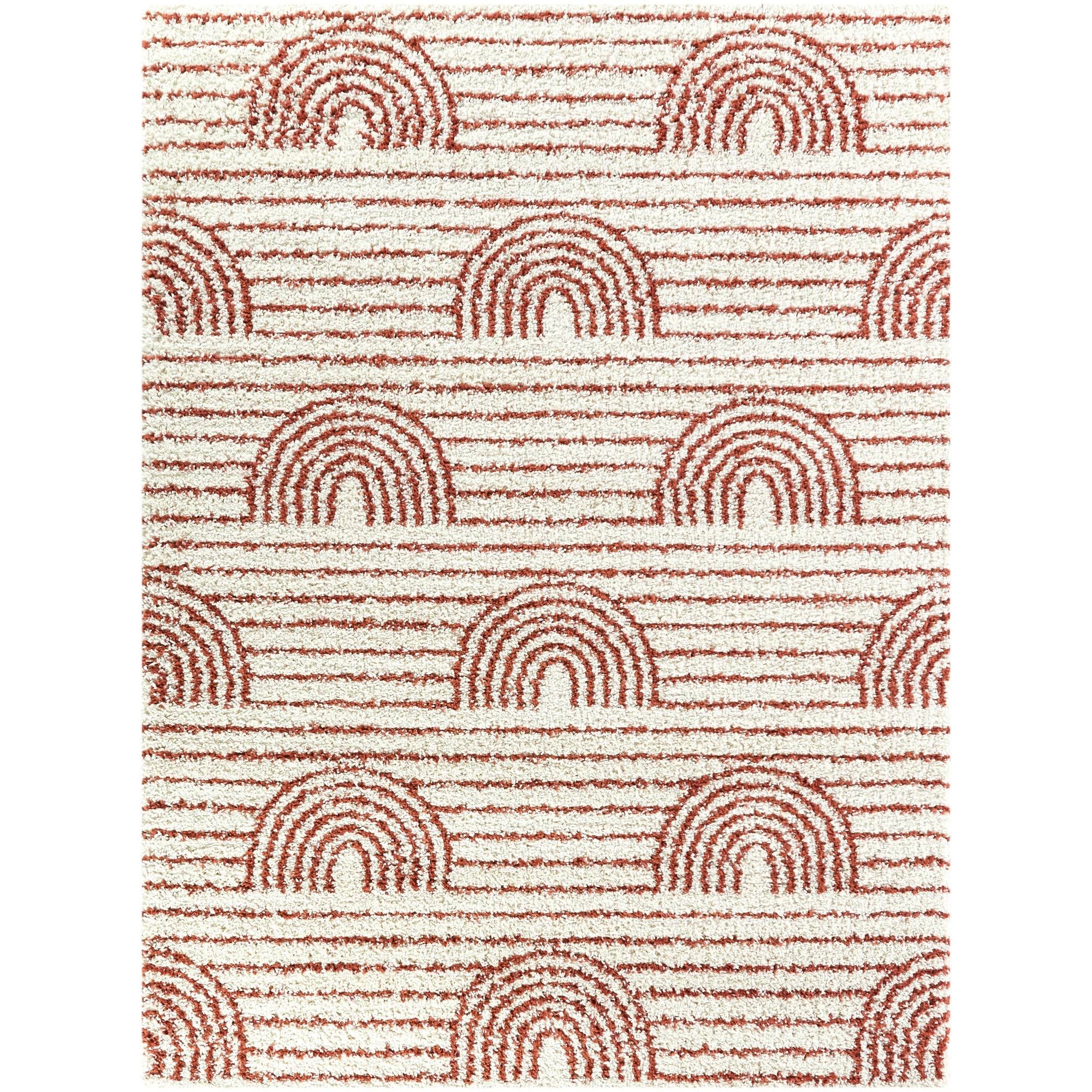 Hailey Kids Rainbow Print Shag Berber Area Rug - 3&11x22 x 5&7x22 - Pink