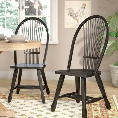 Tre Slat Back Side Chair (Set of 2) Color: Black