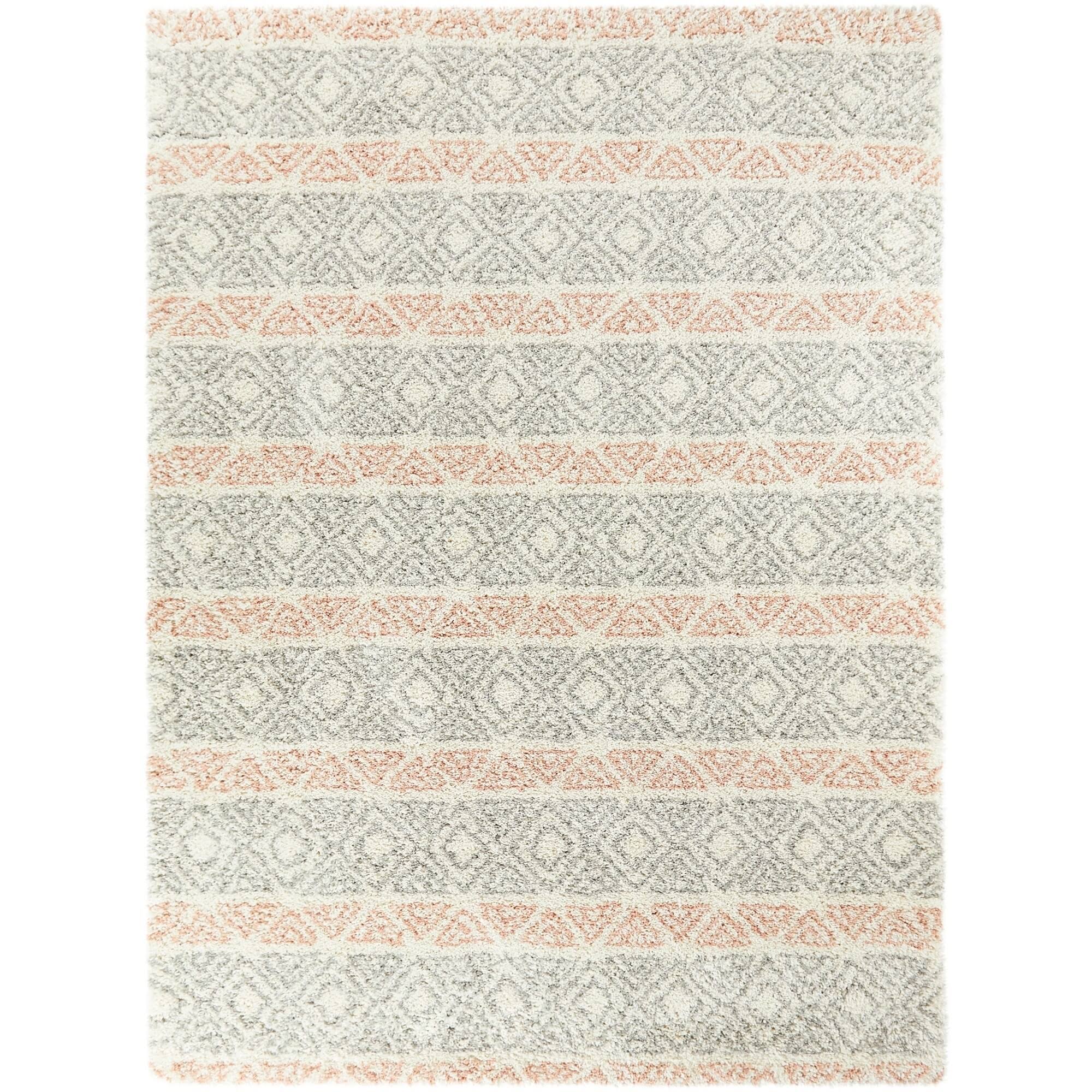 BALTA Sarita Tribal Shag White 5 ft. x 7 ft. Area Rug