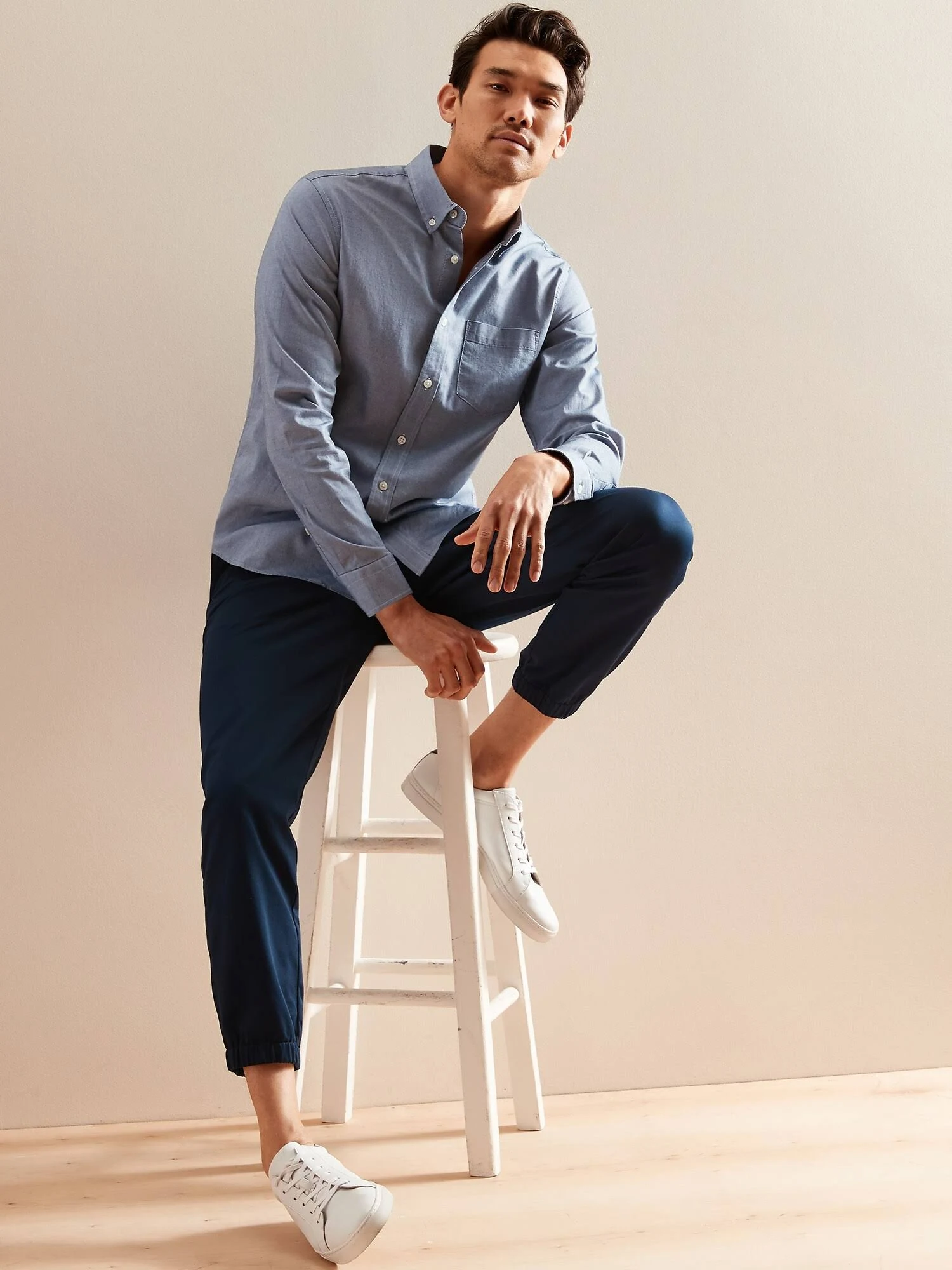 Men's Slim-Fit Untucked Oxford Shirt True Navy