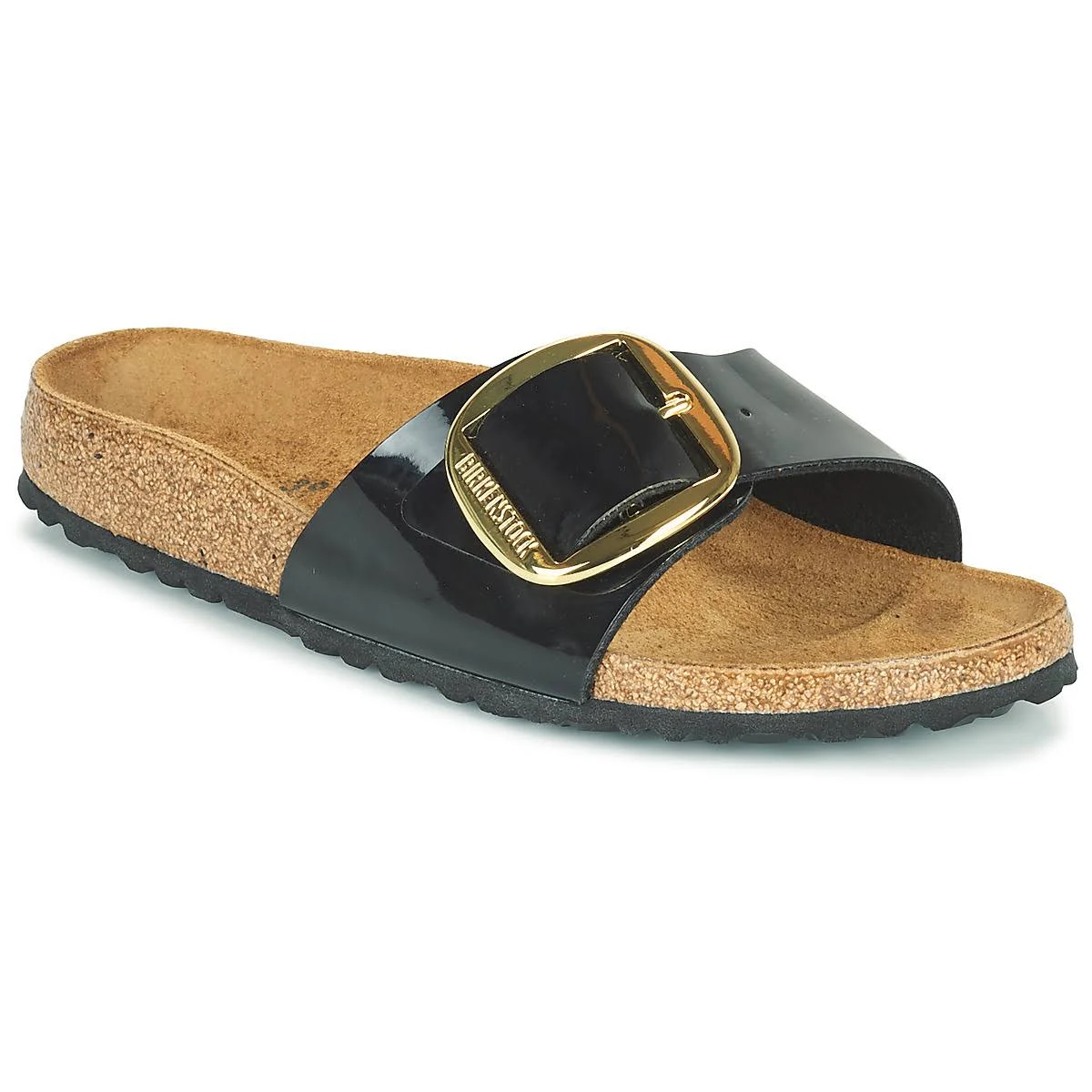 Birkenstock Adult Madrid Big Buckle Black Birko-Flor Patent Slides