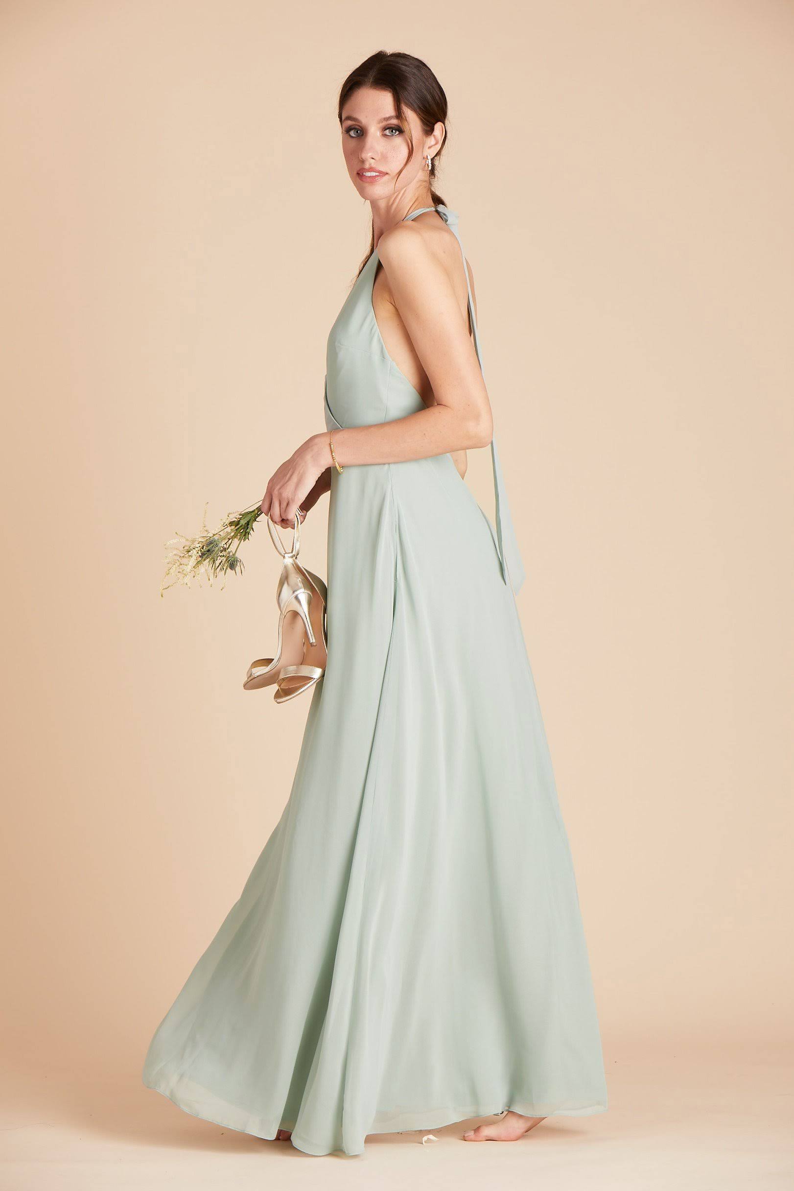 Birdy Grey Moni Convertible Chiffon Bridesmaid Dress in Sage 2XL / Sage
