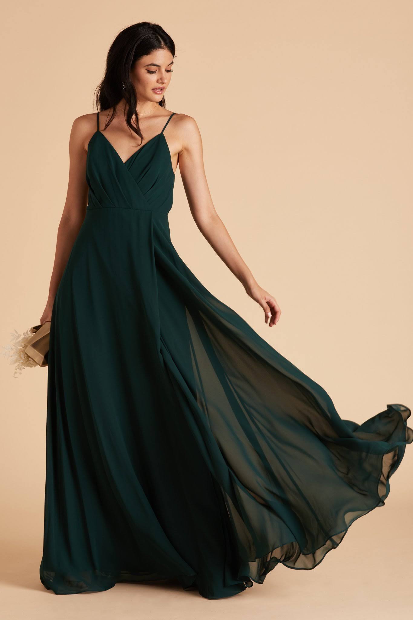 Birdy Grey Kaia Chiffon Bridesmaid Dress in Emerald Xs / Emerald