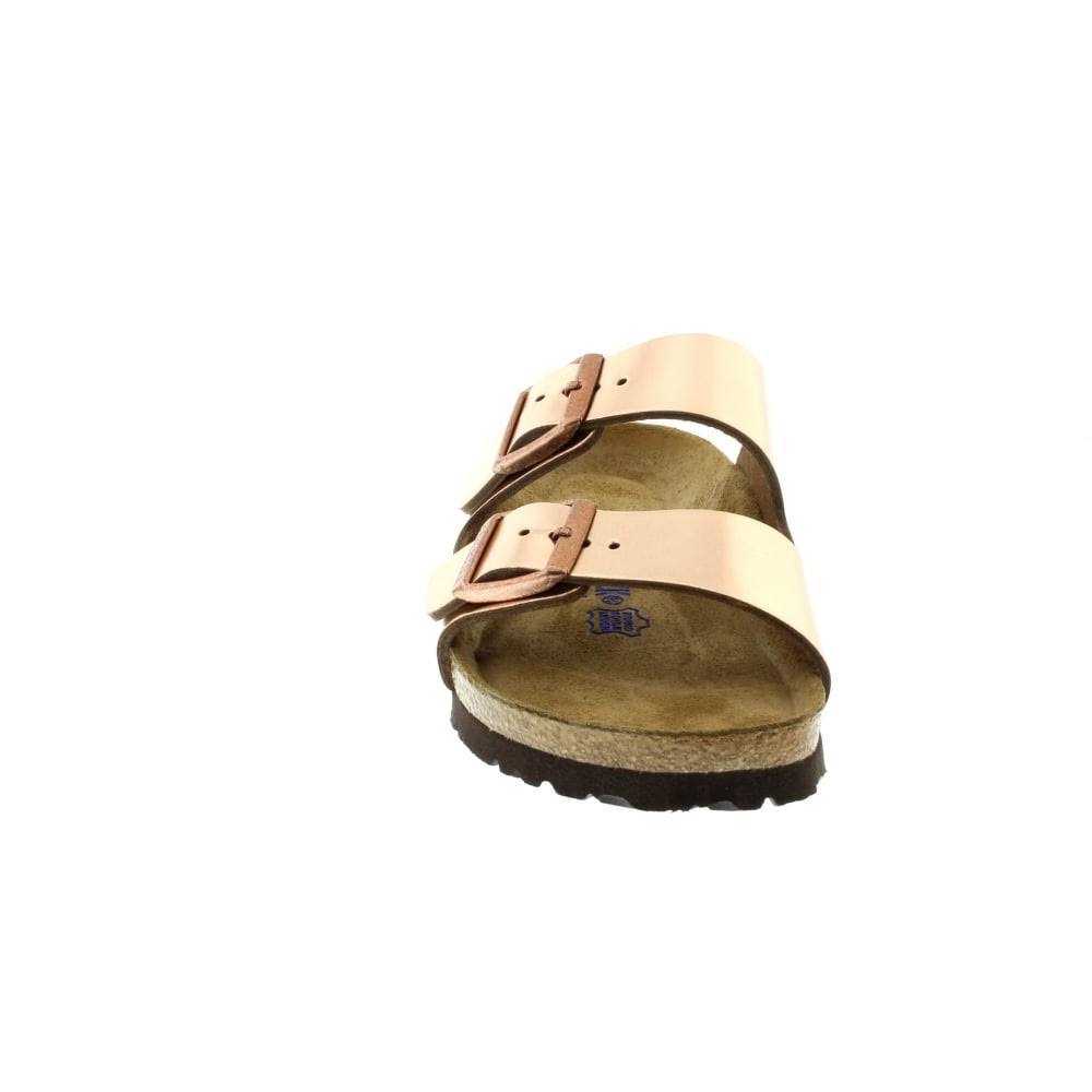 BIRKENSTOCK Arizona Natural Leather Metallic Copper Two-Strap Sandals
