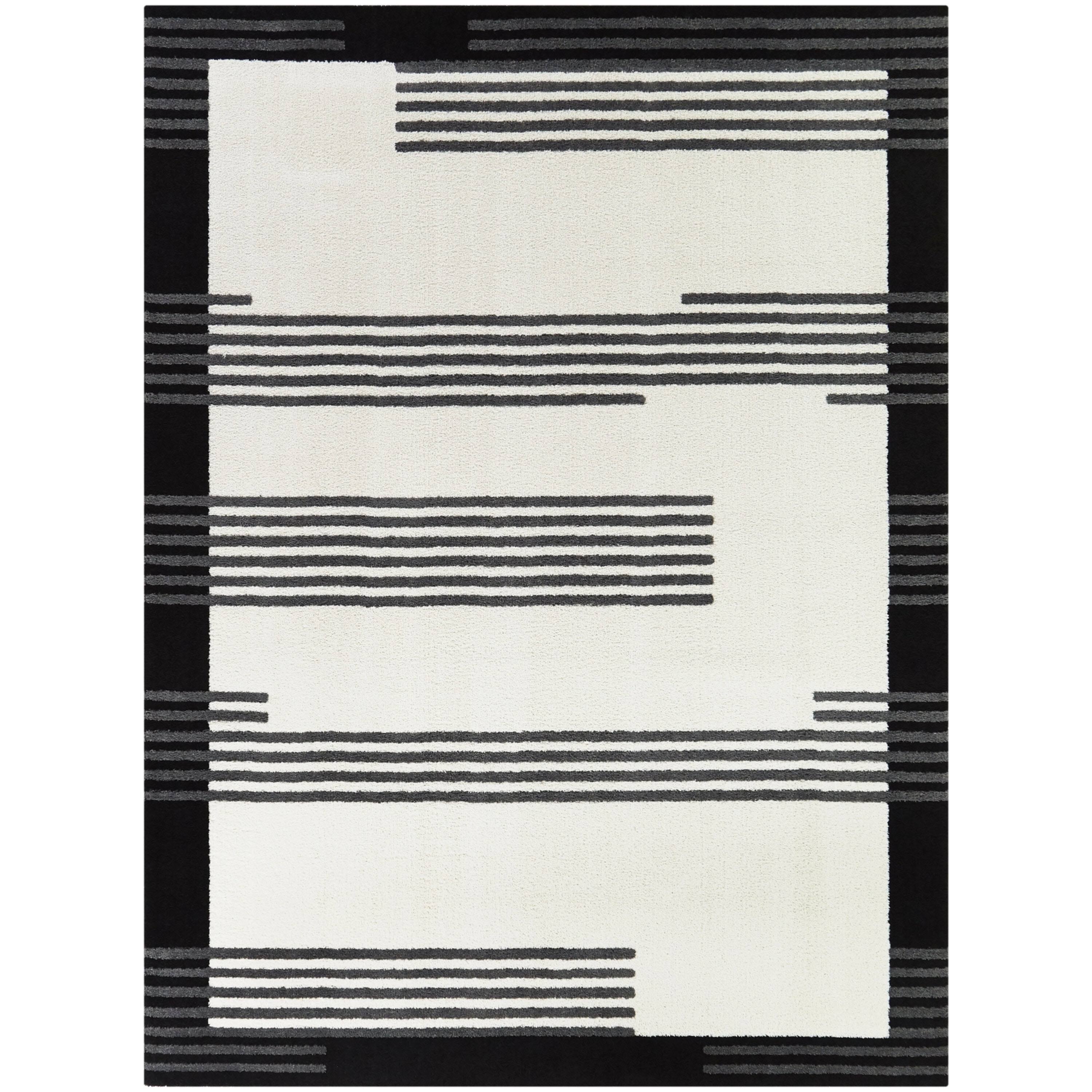 Orion Contemporary Stripes Area Rug - 5&3x22 x 7& - White