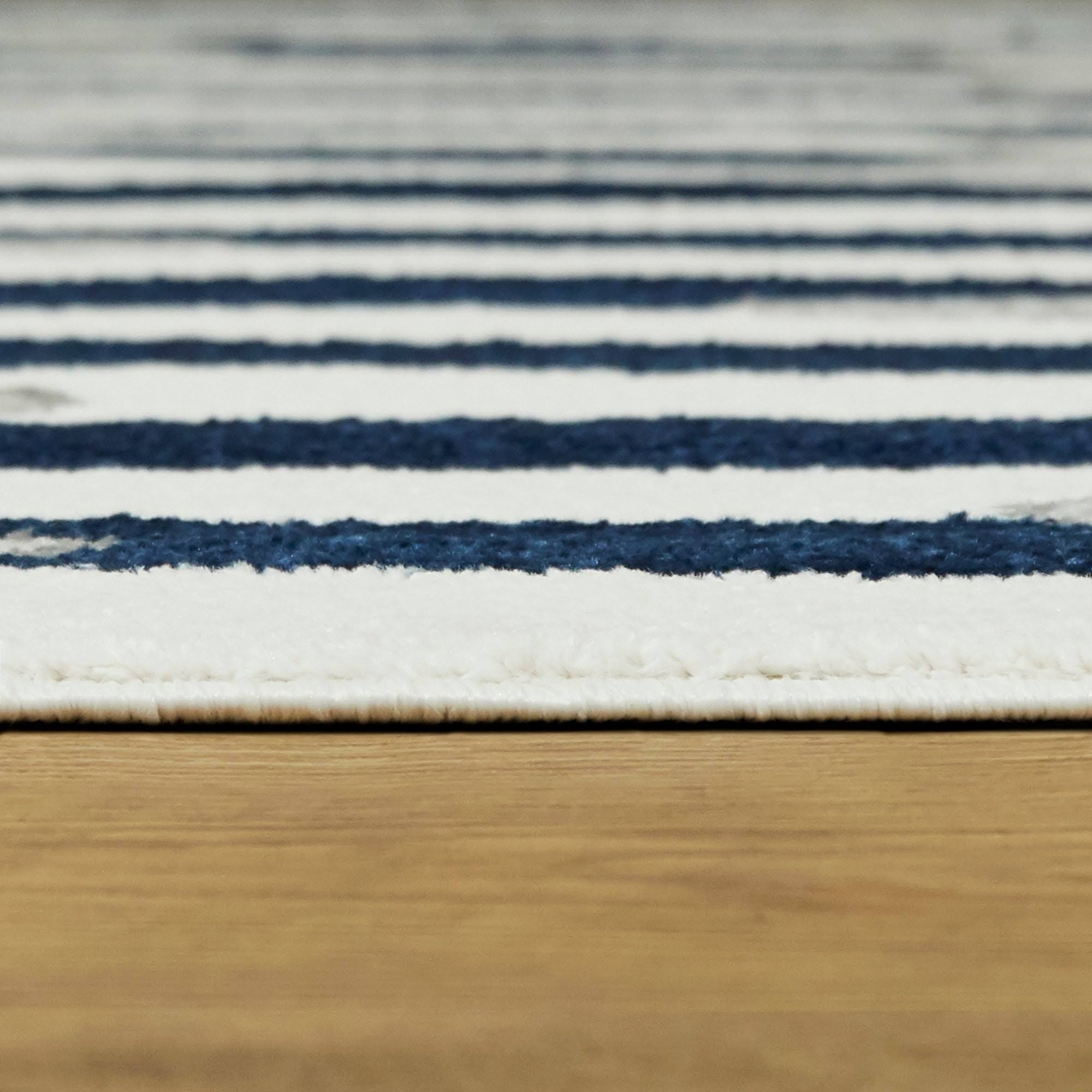 BALTA Sereia Starfish Print Striped Navy/Teal 8 ft. x 10 ft. Area Rug