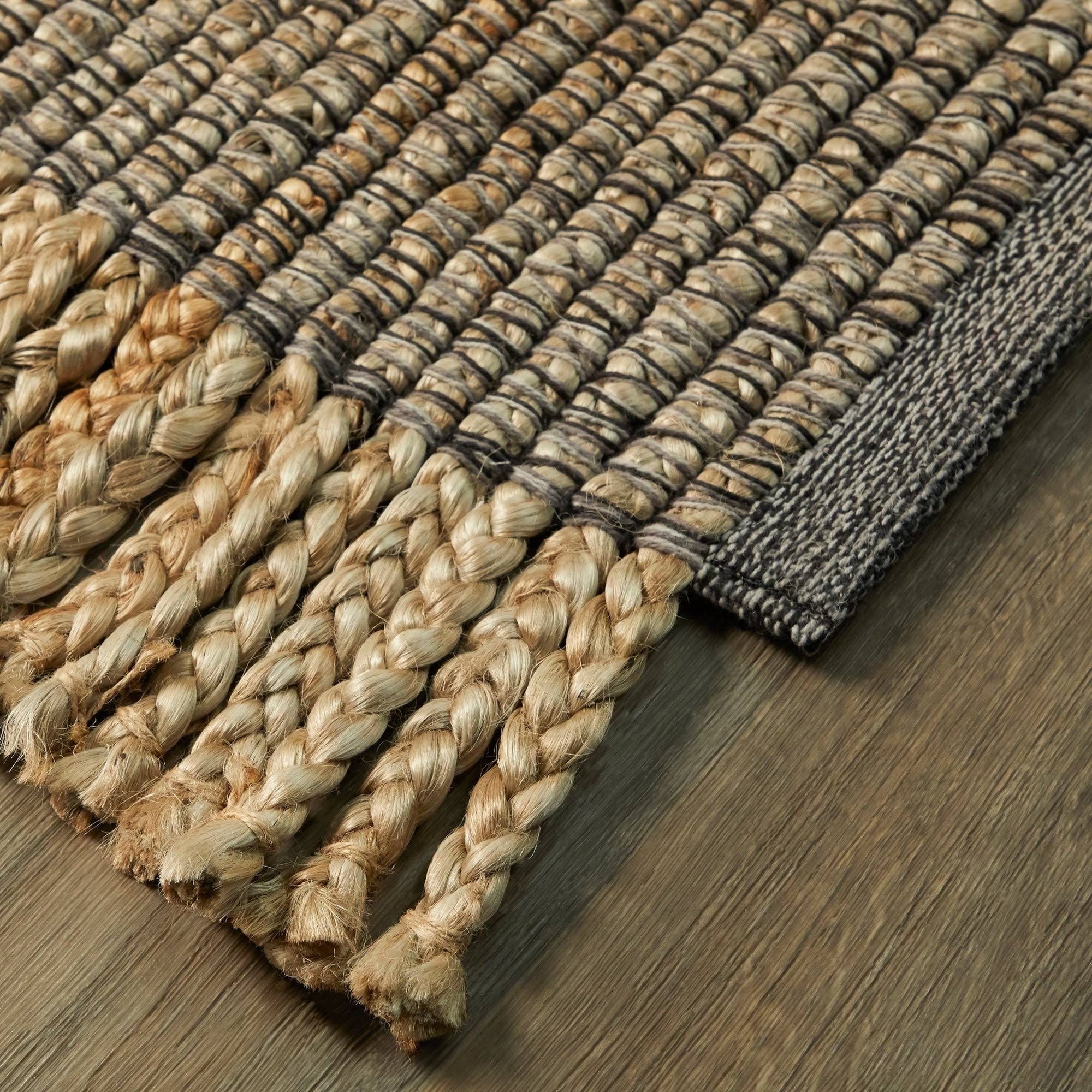 March Jute Sisal Natural Fiber Flatweave Area Rug - 2& x 7& Runner - Blue