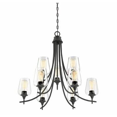 Keener 9-Light Shaded Chandelier Finish: Warm Brass