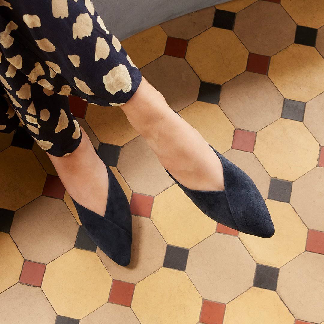 Birdies The Swan in Midnight Suede - Women's Top Rated Comfortable Slide - The Pointed-Toe Wardrobe Staple - Effortless Chic