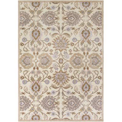 Arden Floral Handmade Tufted Wool Cream Area Rug Birch Lane Rug Size: Rectangle 9& x 12&