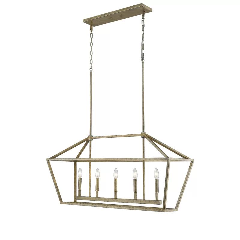 Laurel Foundry Modern Farmhouse Freemont 5-Light Kitchen Island Pendant, Vintage Gold