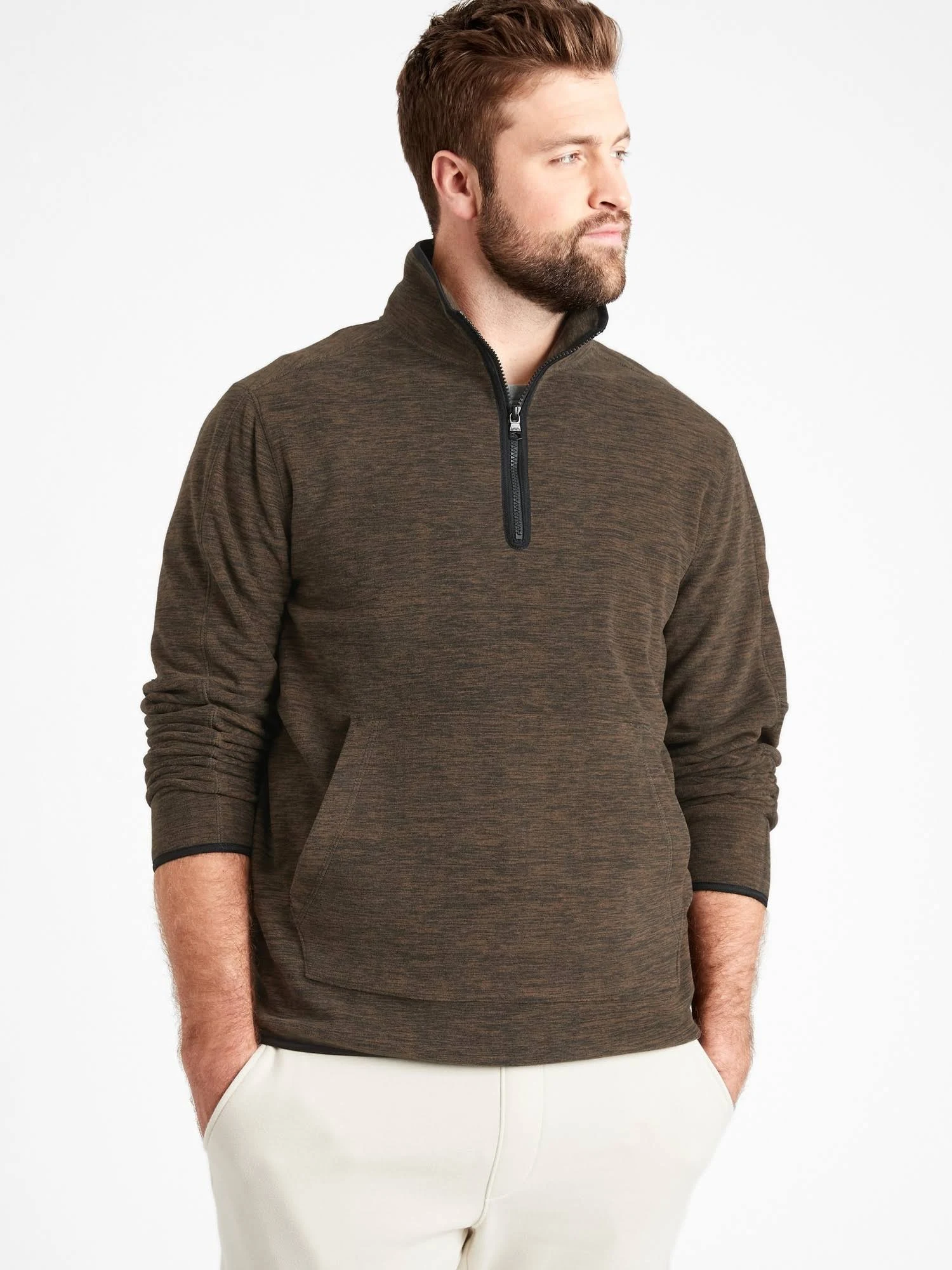 Banana Republic Men's Arctic Fleece Half-Zip Sweatshirt Olive Green Tall Size XXL