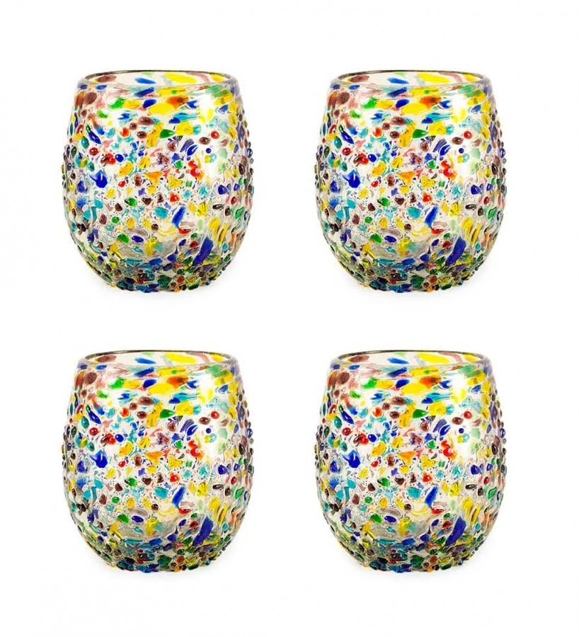 VivaTerra Confetti Recycled Stemless Wine Glass, Set of 4