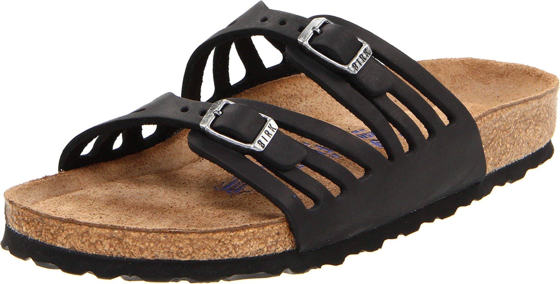 Birkenstock Women's Granada Soft Footbed (38 Black Oiled Leather)