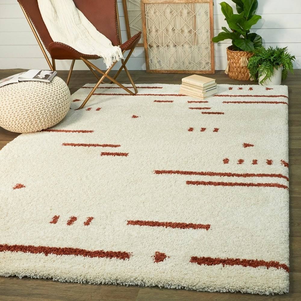 Dalmas Modern Berber Moroccan Style Shag Area Rug - 5&3x22 x 7& - Pink