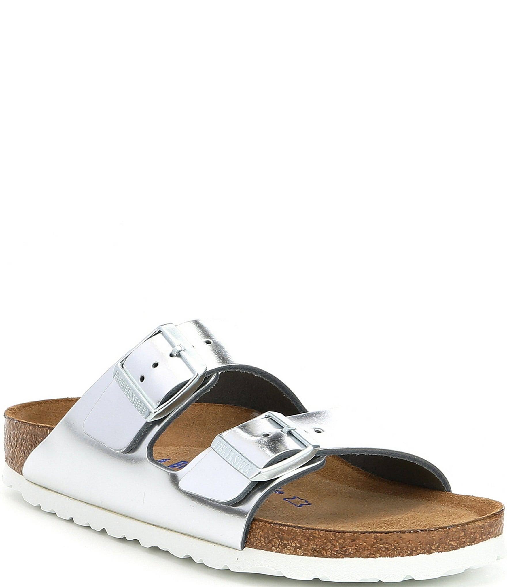 Birkenstock Women's Arizona Soft Footbed Metallic Silver