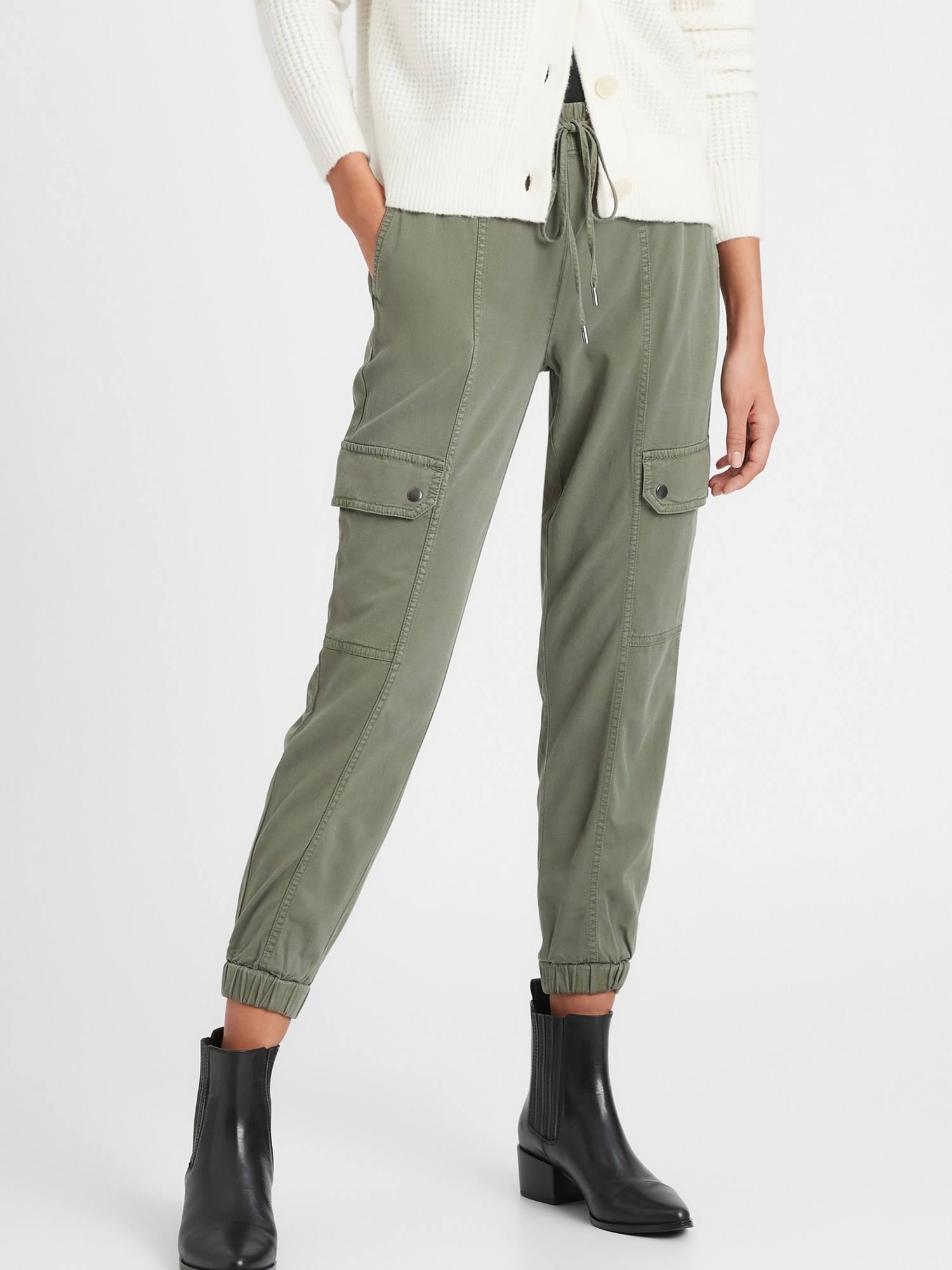 Banana Republic Women's Cargo Jogger Flight Jacket Green Size M