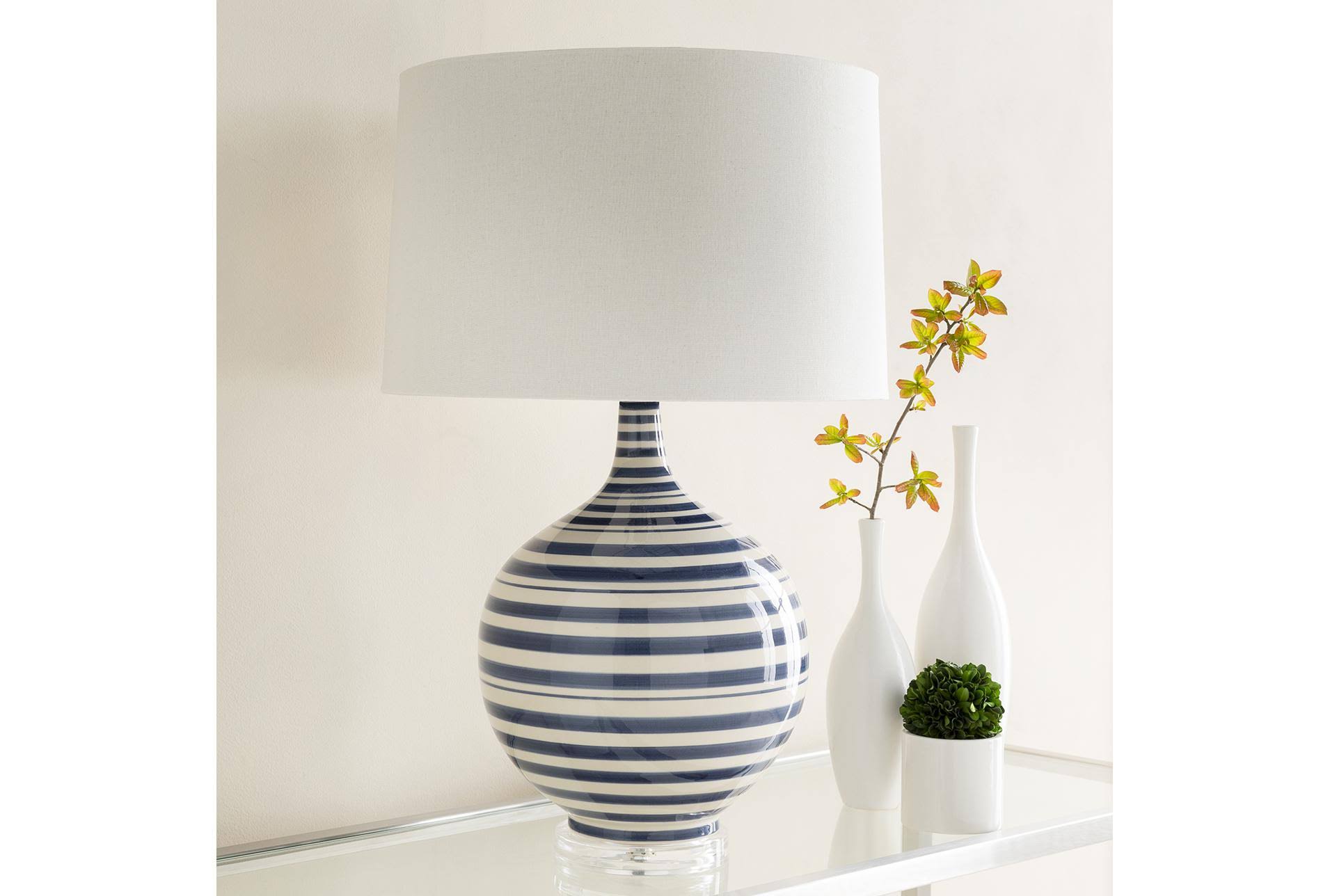 Isabella 27x22 Table Lamp Grovelane Base/Shade Color: White Navy Blue Base/White Shade