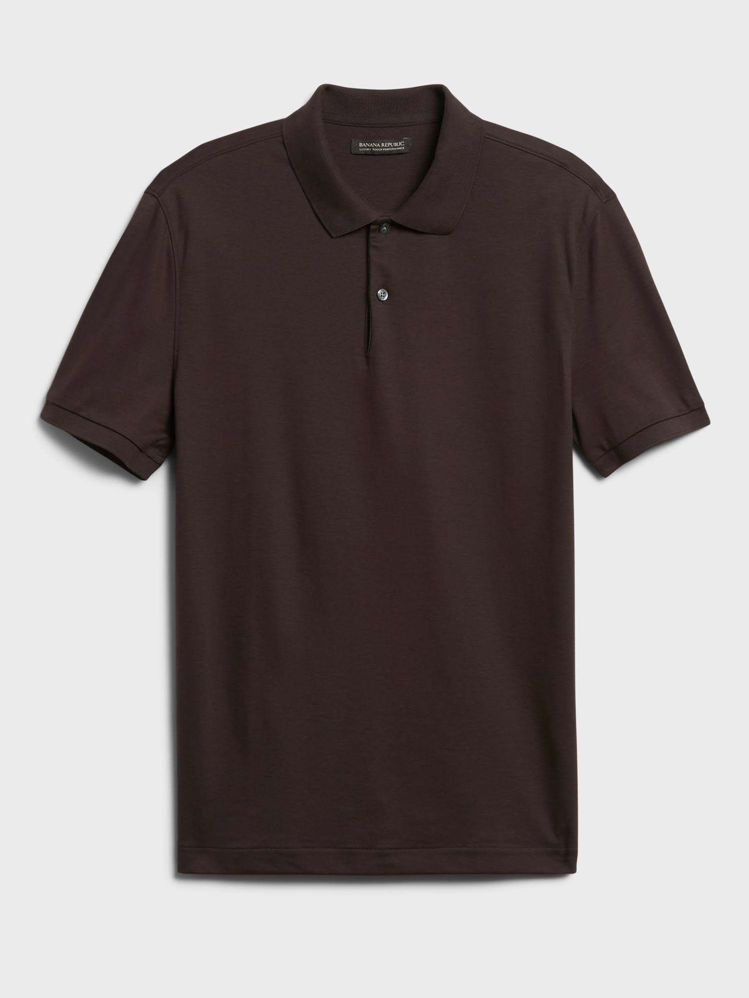 Banana Republic Men's Luxury-Touch Performance Golf Polo Shirt Dark Roast Size XL
